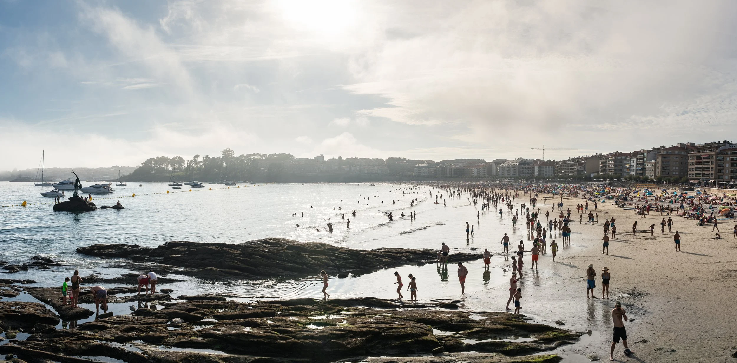Seafront and Silgar beach in Sanxenxo, Spain