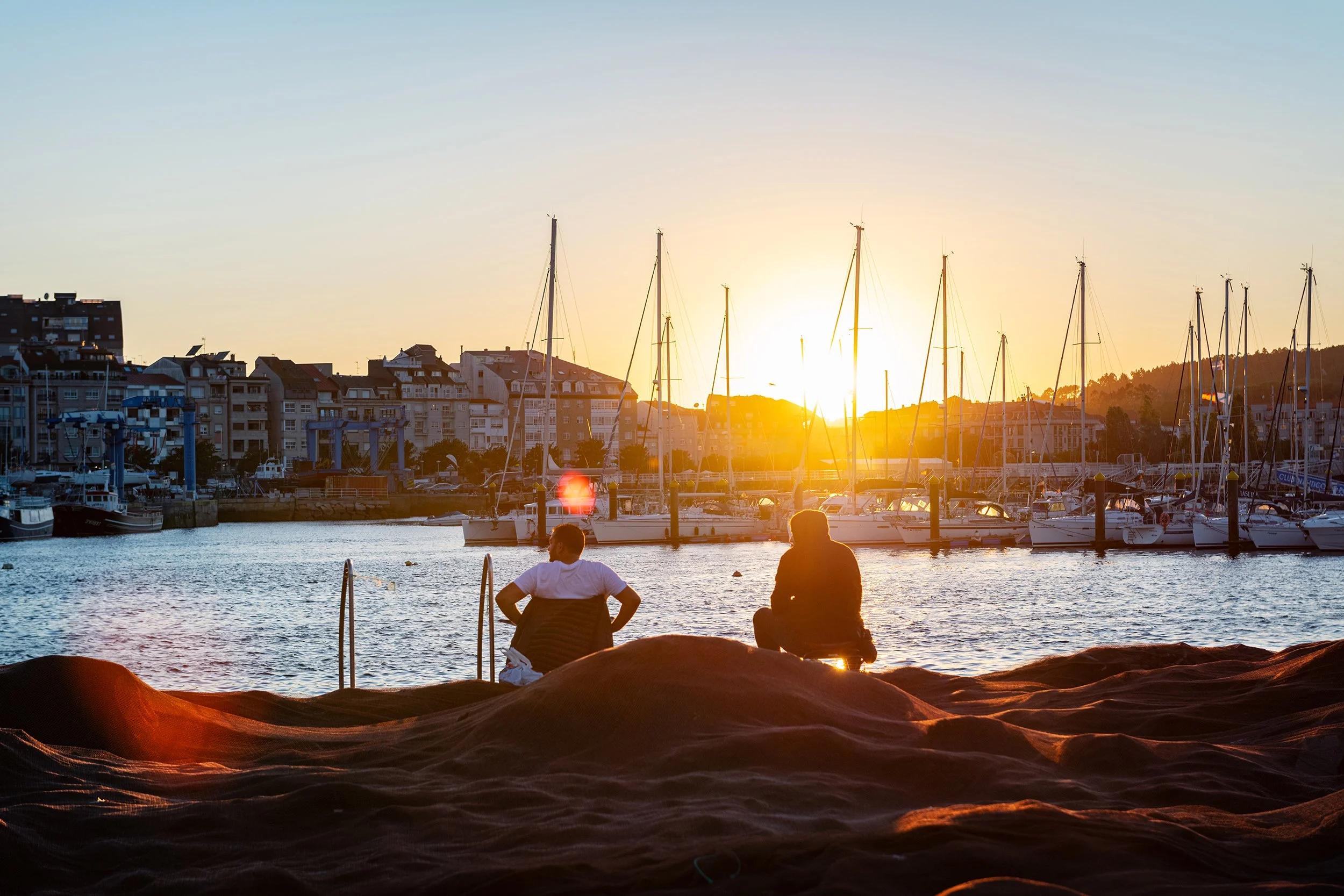 Sunset at Portonovo Yacht Club in Galicia