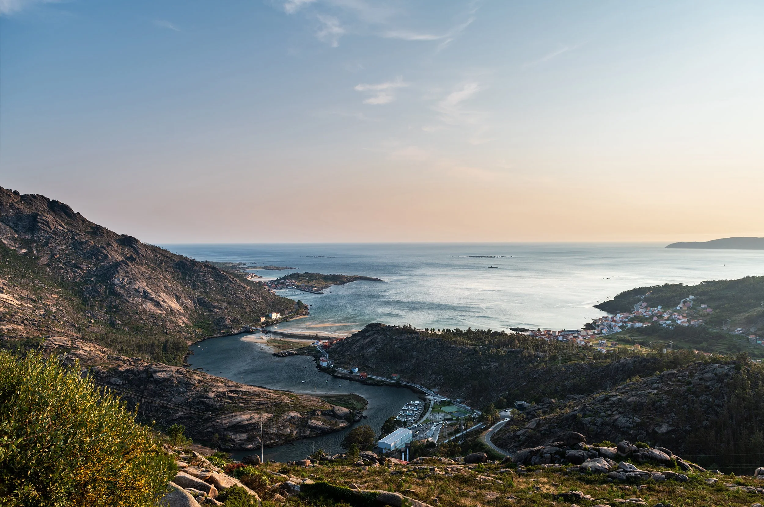 Ria de Corcubion and Finisterre Cape from mount Pindo