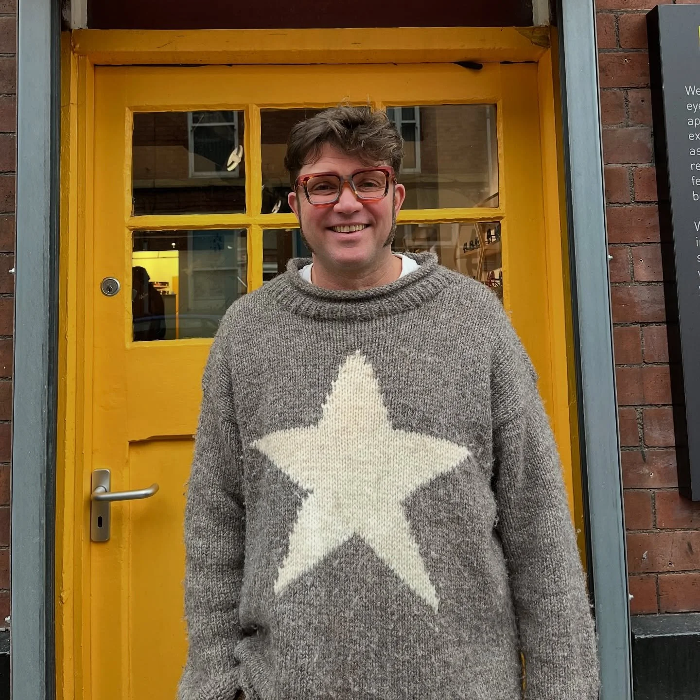 Big yellow door selfie done perfectly by @julesatspoon wearing his new @folc_eyewear pssst&hellip; his pistachio tart is as good as his frame choices. 😍💛