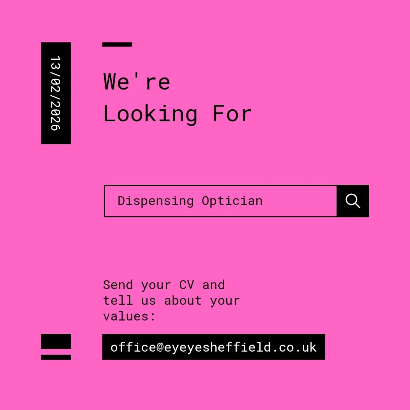 To help us develop our new lens offer and to be good company on our annual frame buying trips to Paris 💛

Karl: office@eyeyesheffield.co.uk 📨

We are a fully independent optician, not particularly of any group and we do #slowoptometry ✊🏻

#dispens
