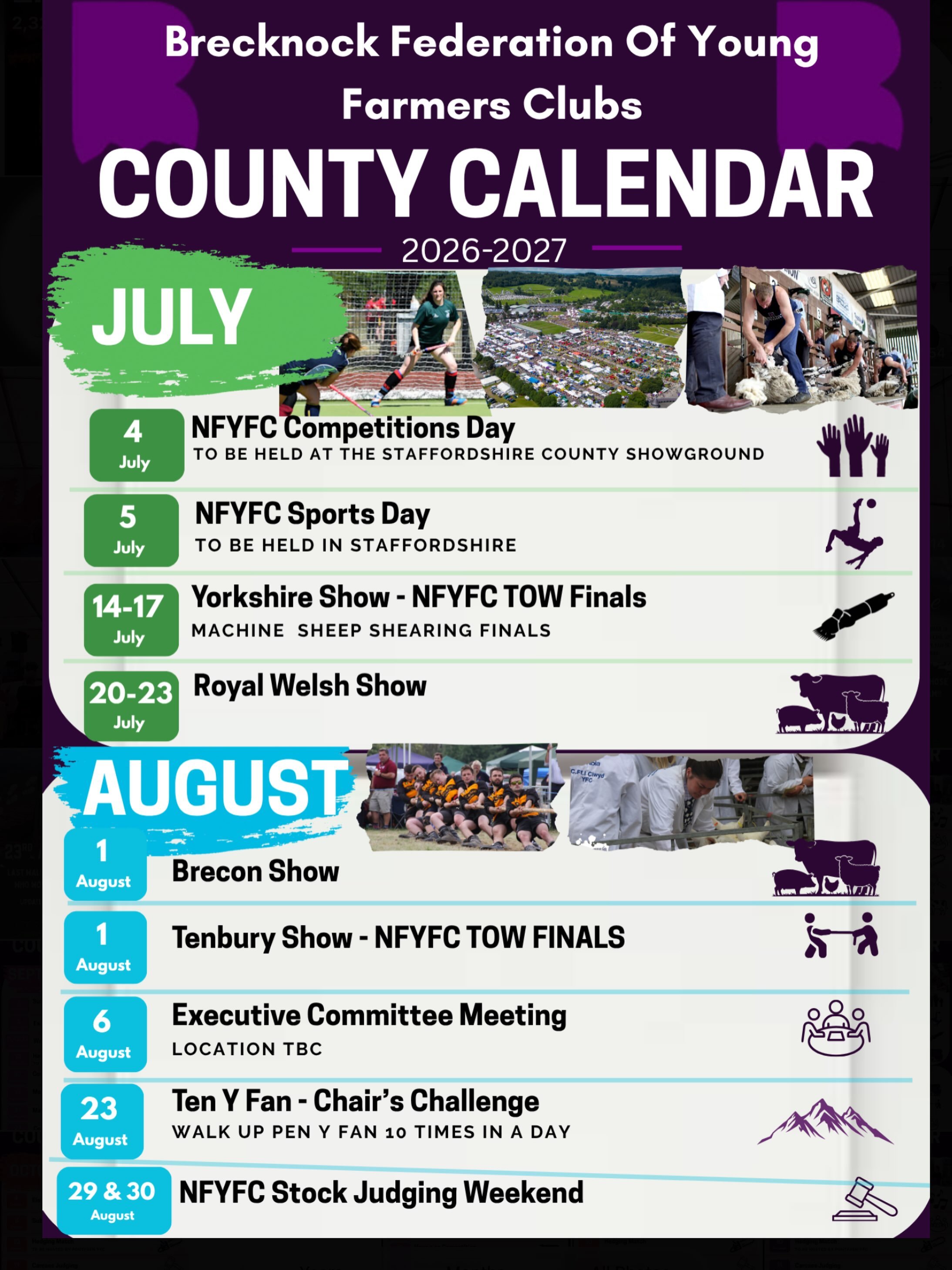🤩🥳Get your diaries out and take a look at what we have for you in the next few months! 🤩🥳

There&rsquo;s more to look forward to coming up with social events🍻, competitions🐑, fundraising events🪩 and much much more! 

Keep a close eye as to wha