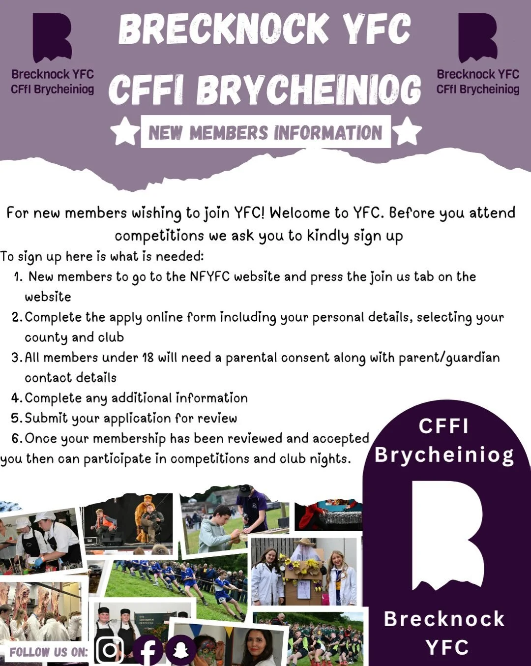 🟣For new members wishing to join for the first time this coming year! Here is all the information you need in order to sign up to YFC!🟣

🟣I aelodau newydd sy&rsquo;n dymuno ymuno am y tro cyntaf y flwyddyn hon sydd i ddod! Dyma&rsquo;r holl wyboda