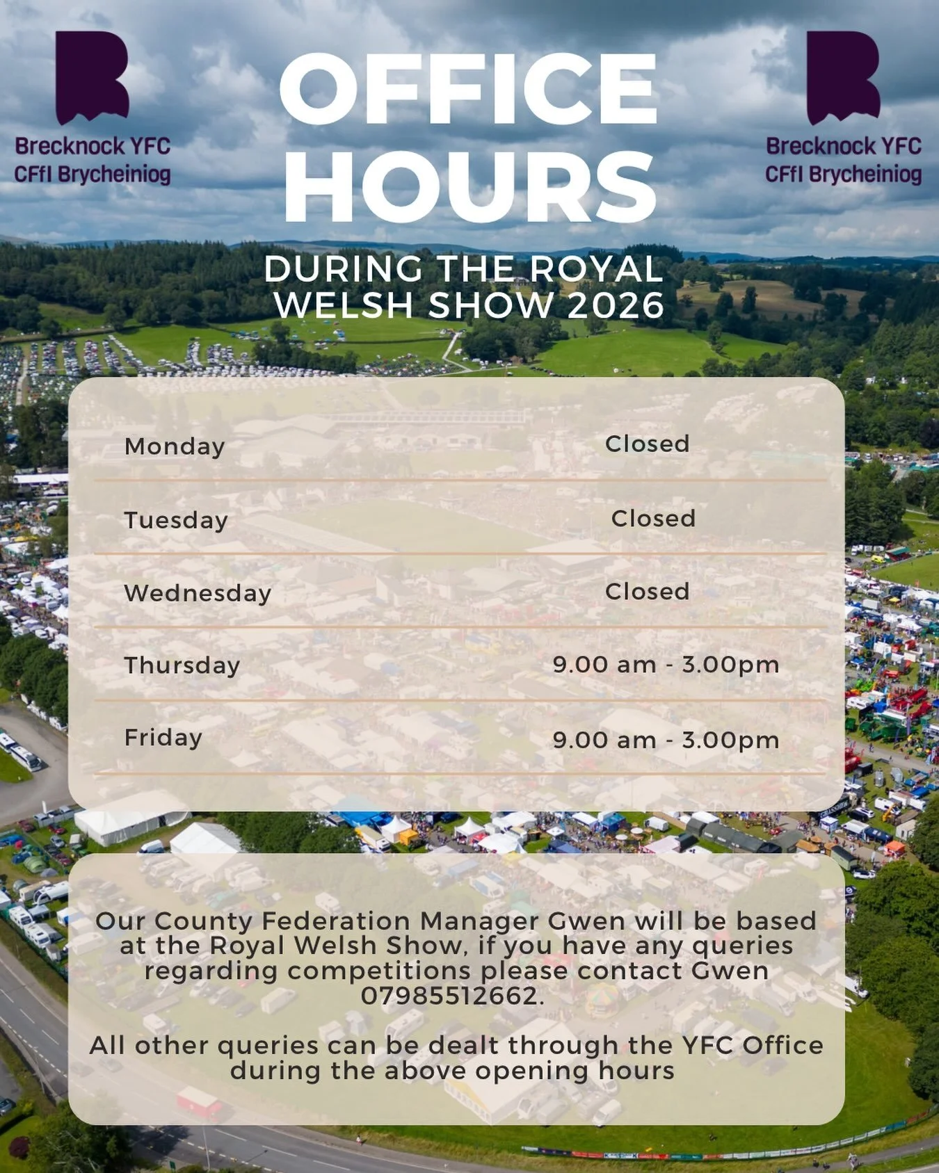 Our Office Hours over The Royal Welsh Show 🌟

If you have any issues over The Royal Welsh Show period please get in touch with us via: 07985 512662

Or for any other issues please email and we will respond within the hours we are open next!🕣
