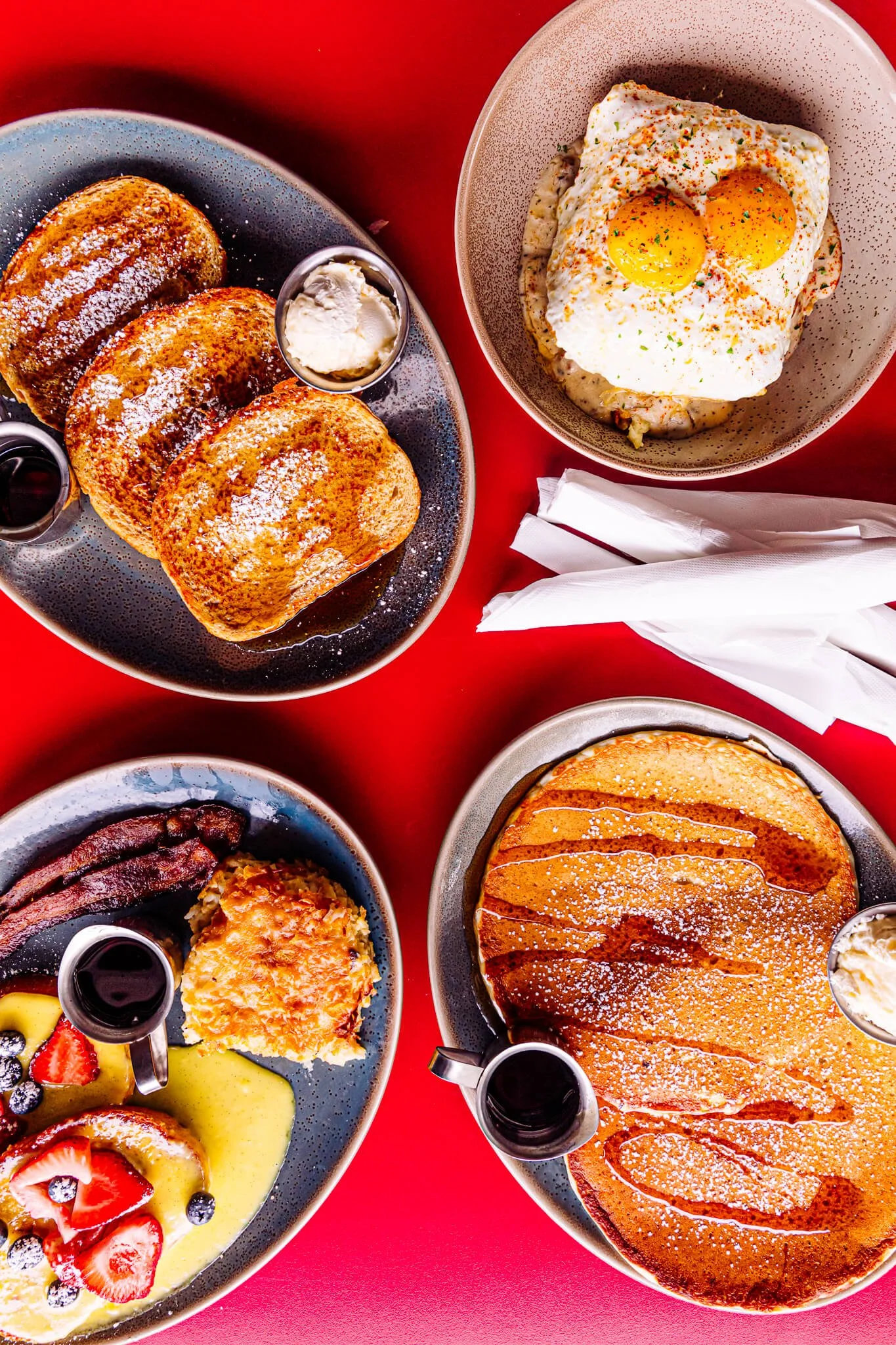 display of french toast and pancakes