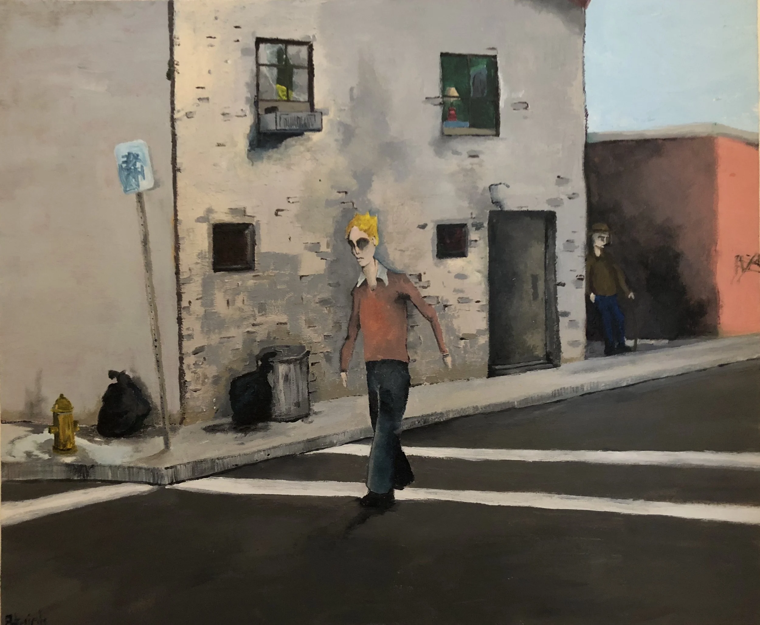 A Man Crossing Lombard Street