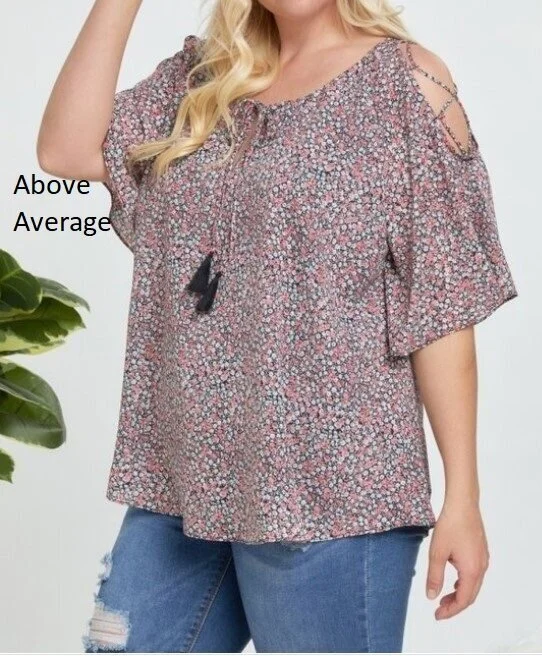 Printed Round Neck Cold Shoulder