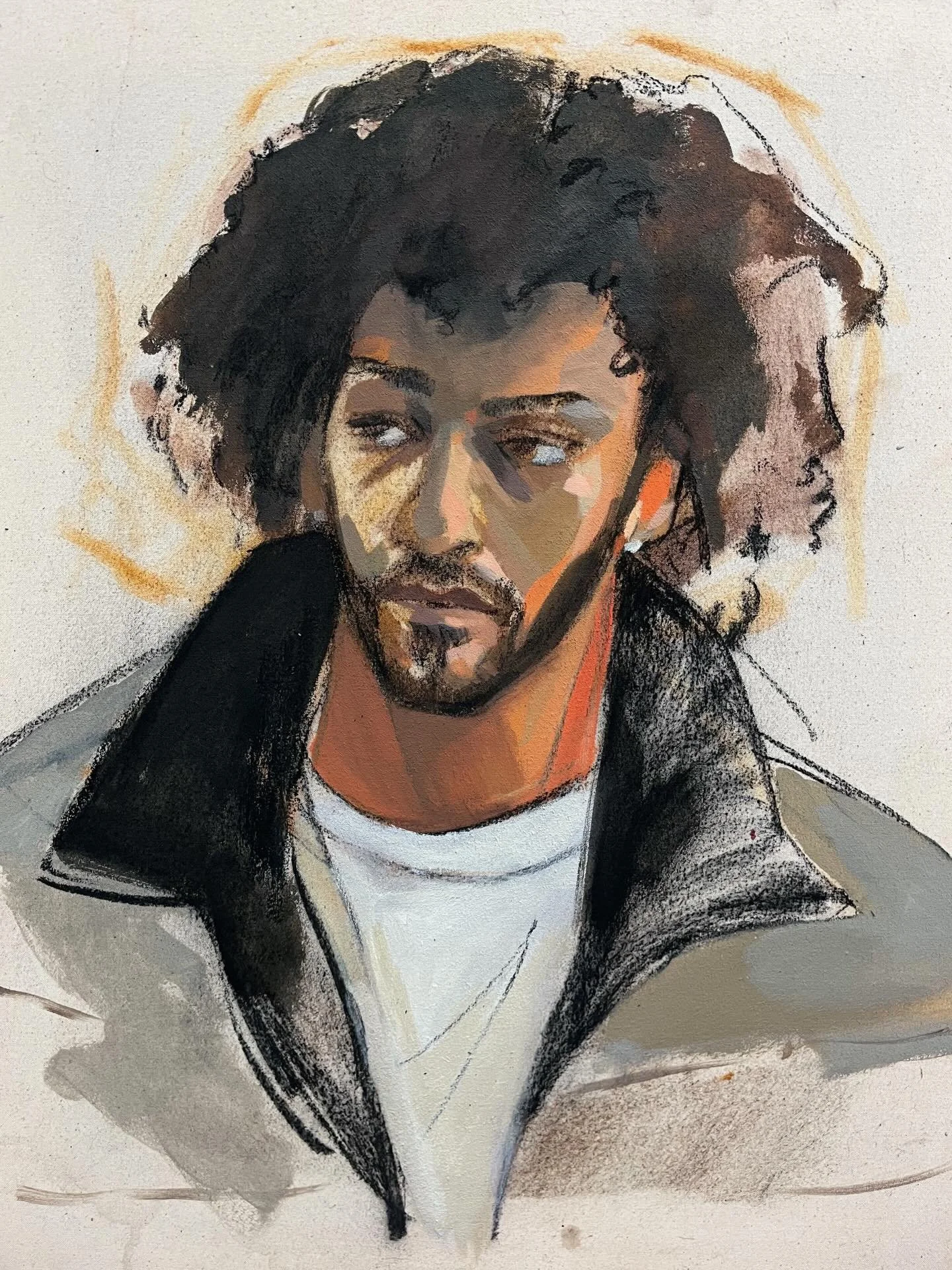 Sunday club 🖌️ 

3 hour painting session at @praxis_n16
Acrylic and charcoal on canvas 

Thank you @sundaypainting_ for organising! 

#portraitpainting#portraiture