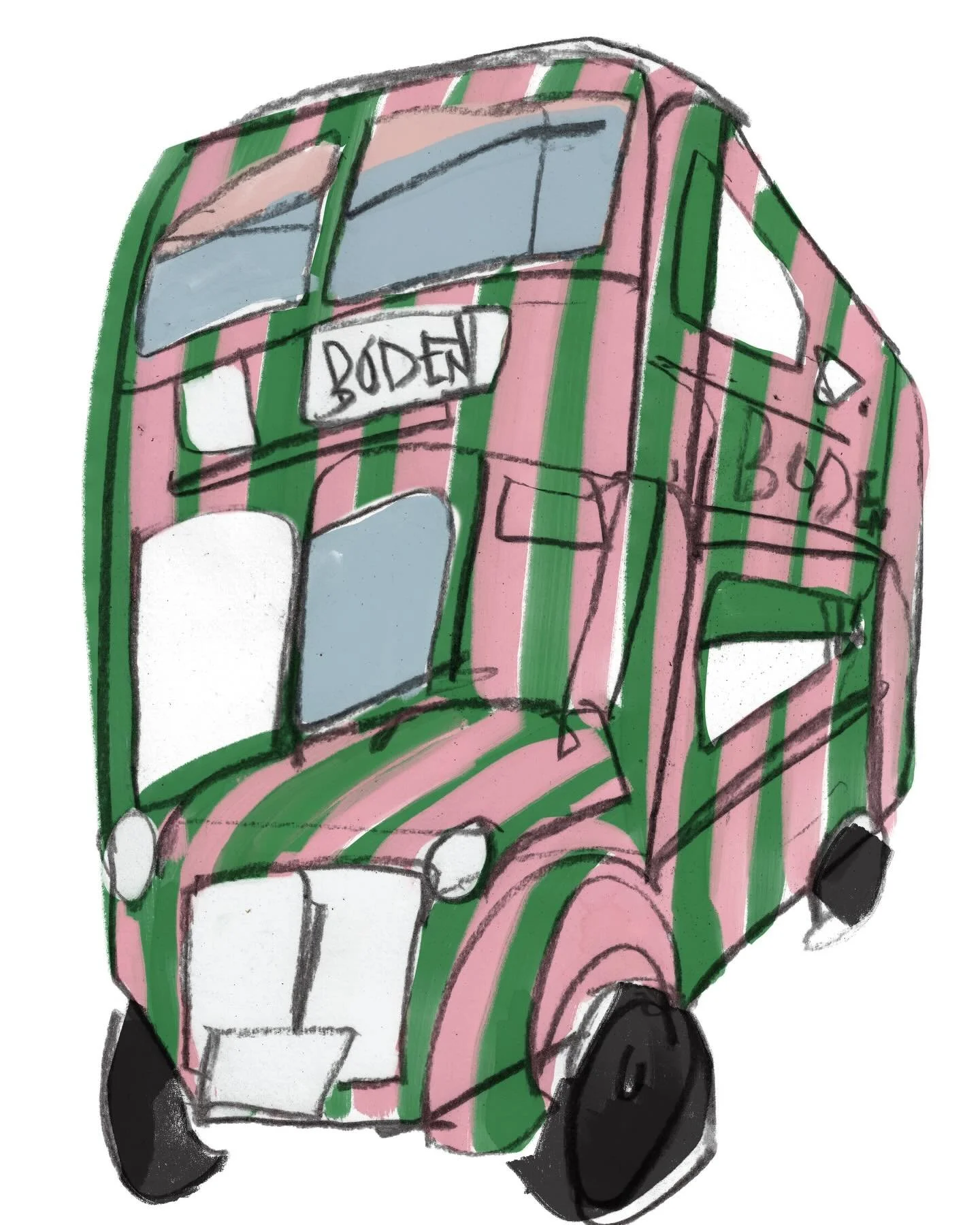 Toot toot! Swipe for a stroll down my British high street created for @boden&rsquo;s NYC Pop-Up 🚌🇬🇧🚕📮 

Hand drawn illustrations in charcoal #boden