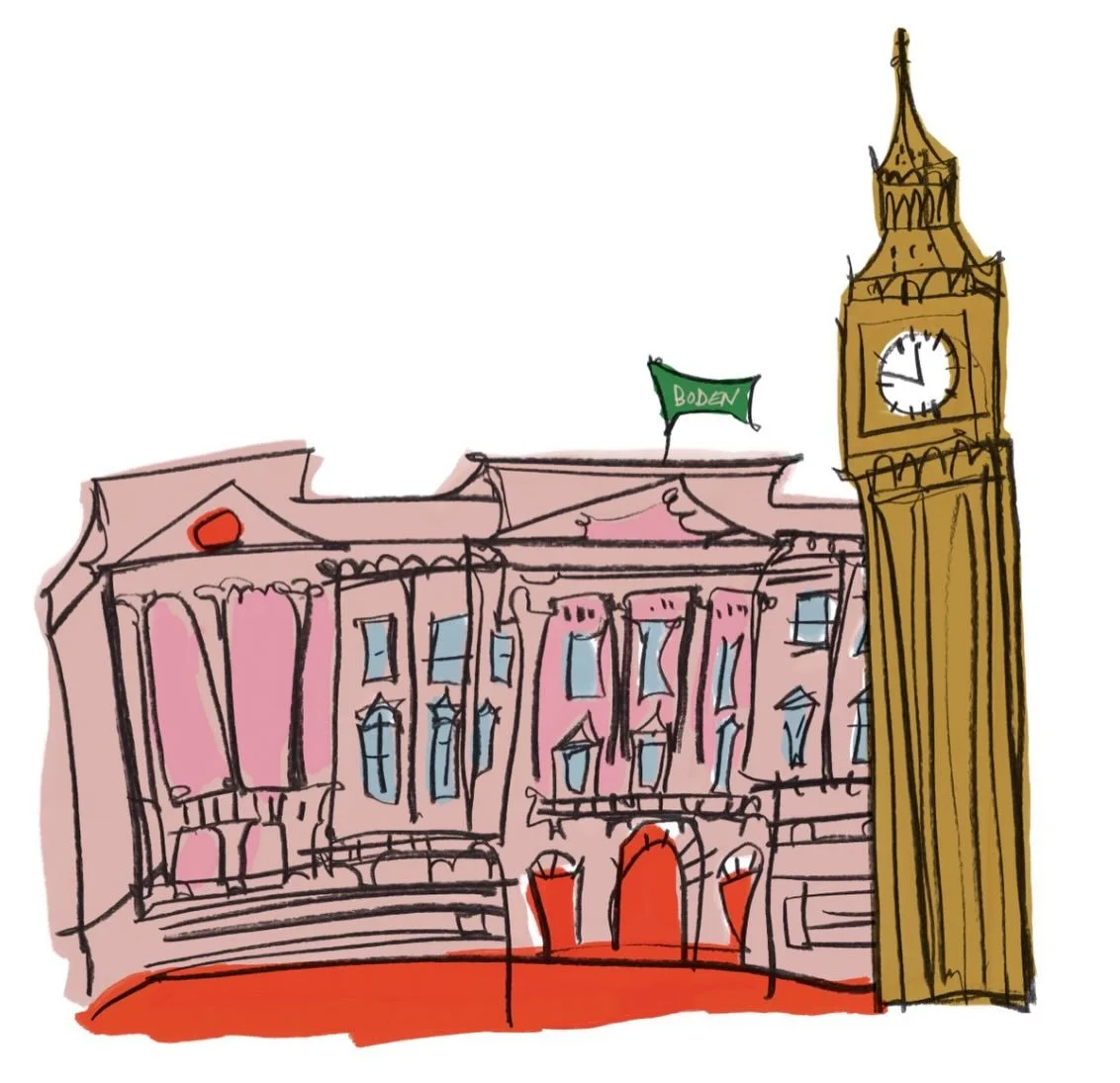 Hand drawn London landmarks for @boden&rsquo;s NYC pop-up 👑🇬🇧 

#boden