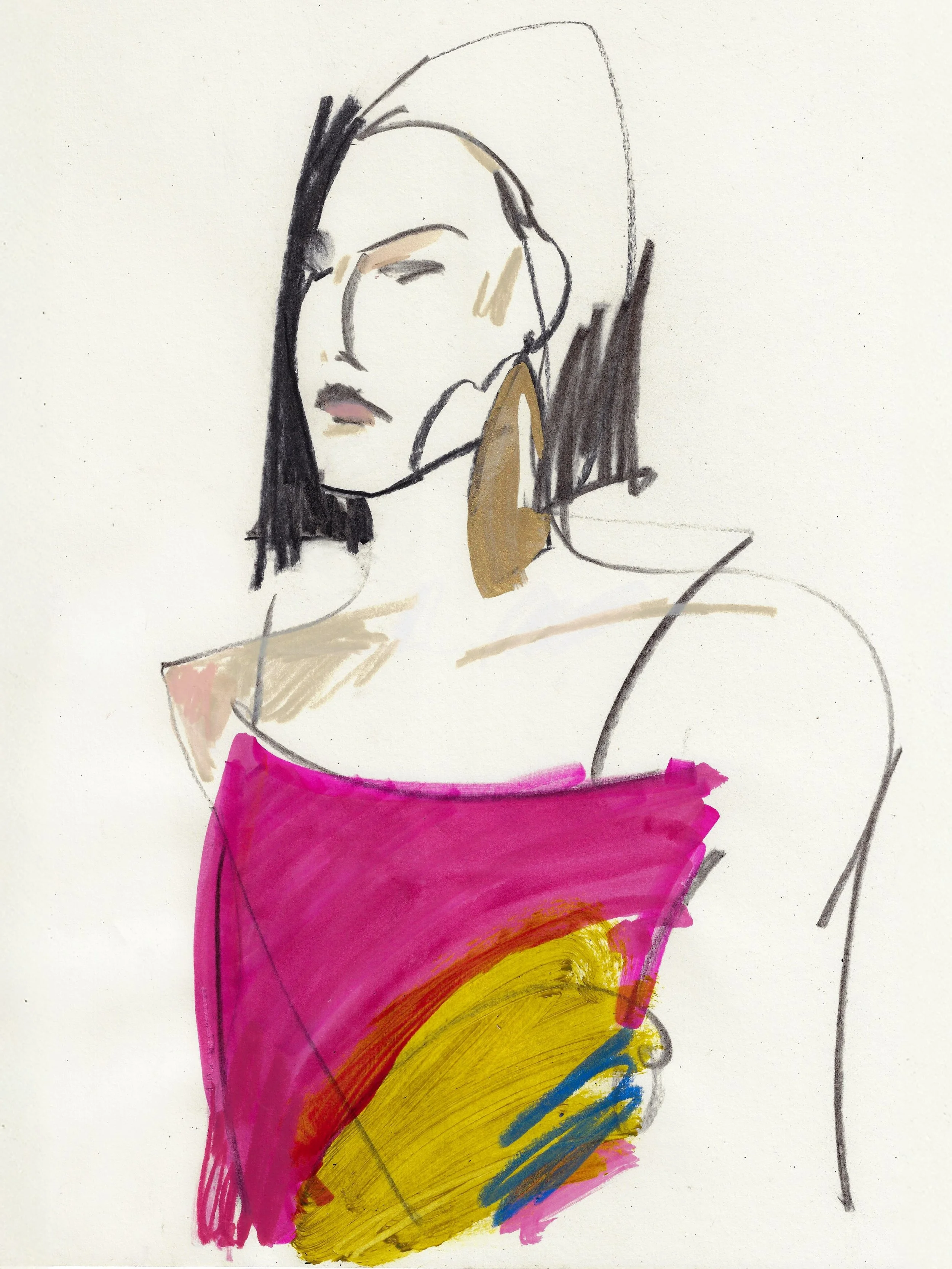 @roksandailincic SS27 🩷 live backstage 

Fashion illustration, live artist, LFW, london fashion week, original art