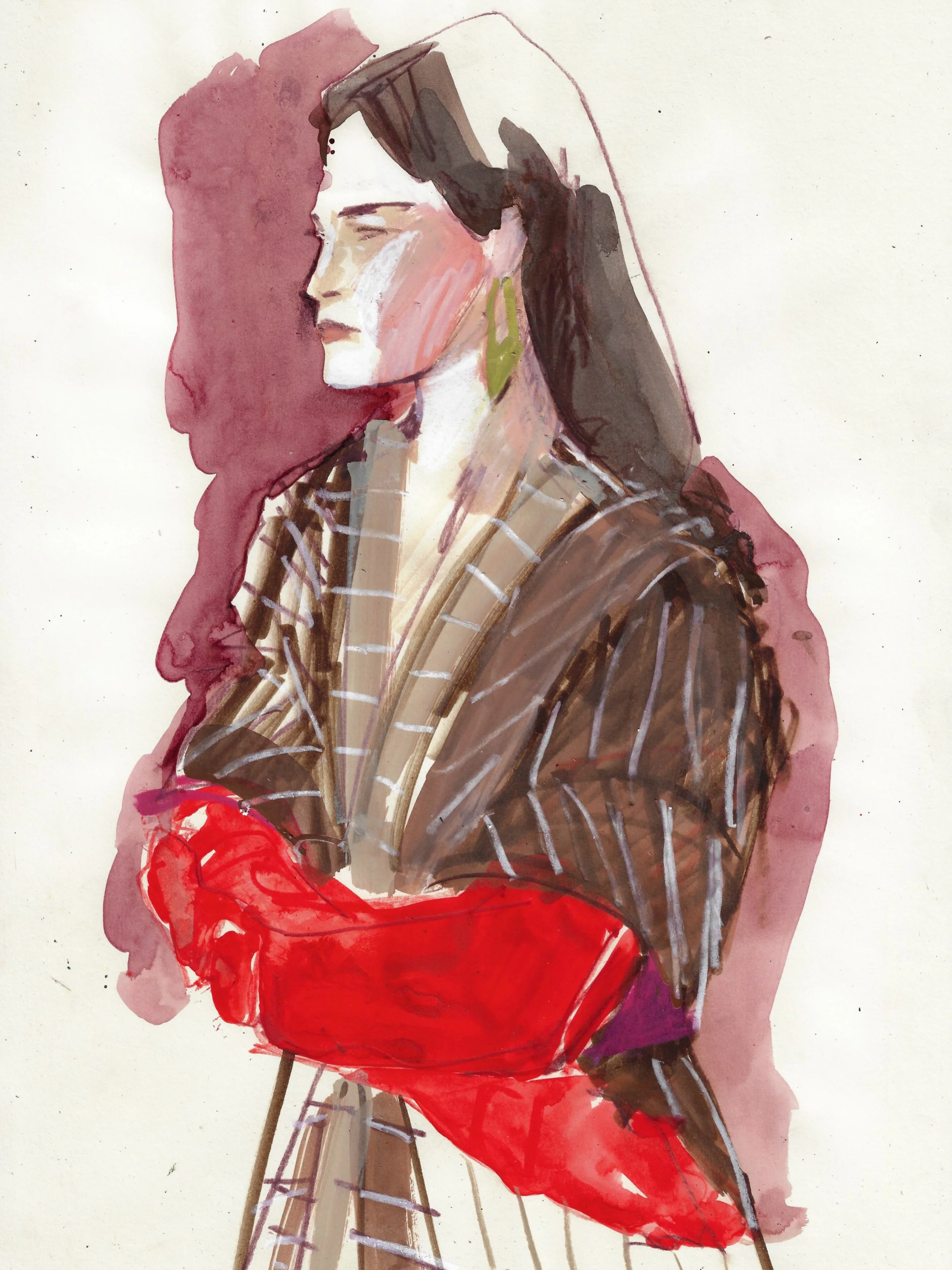 Lots of @roksandailincic SS27 incoming&hellip; 

Always so inspired by drawing backstage - harvesting that energyyyy ❤️&zwj;🔥 

This one was done in the studio developed from a couple of my live sketches and my own reference photos snapped on the da