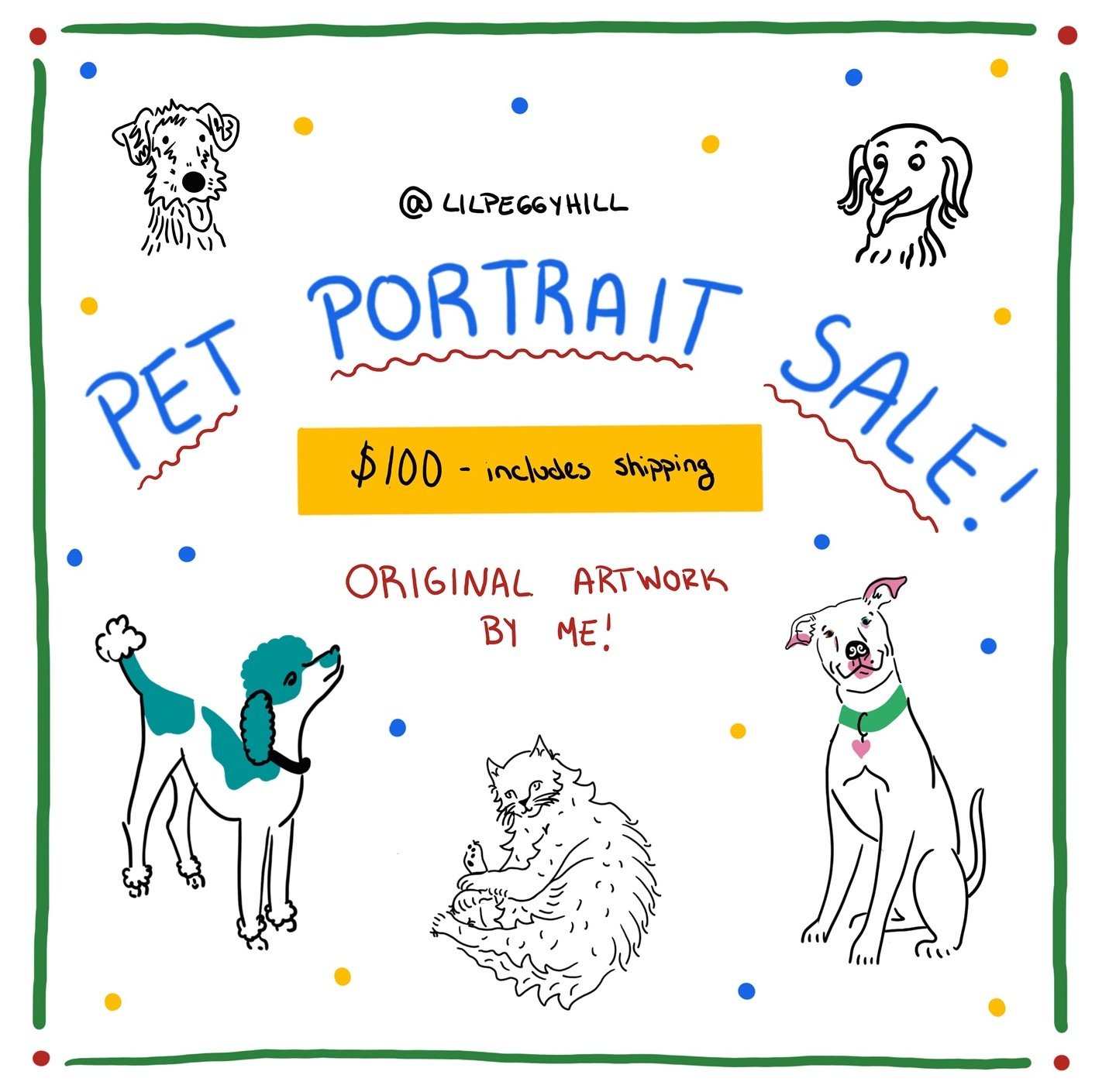 Friends, felines and canines, I&rsquo;ve been sick as a dog lately and have had to cancel and reschedule a bunch of appointments ☹️ But my kennel cough is your gain, as I&rsquo;ve decided to do a pet portrait sale! For $100 (normally $200) you will r