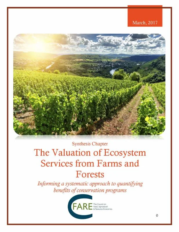 Report on the Valuation of Ecosystem Services from Farms and Forests Released 