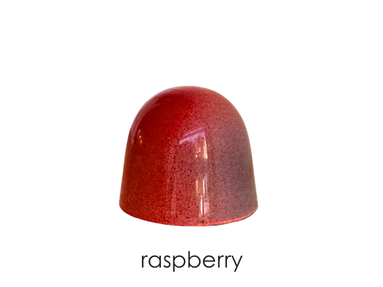 Raspberry pâte de fruit, raspberry ganache, dark chocolate ganache in dark chocolate