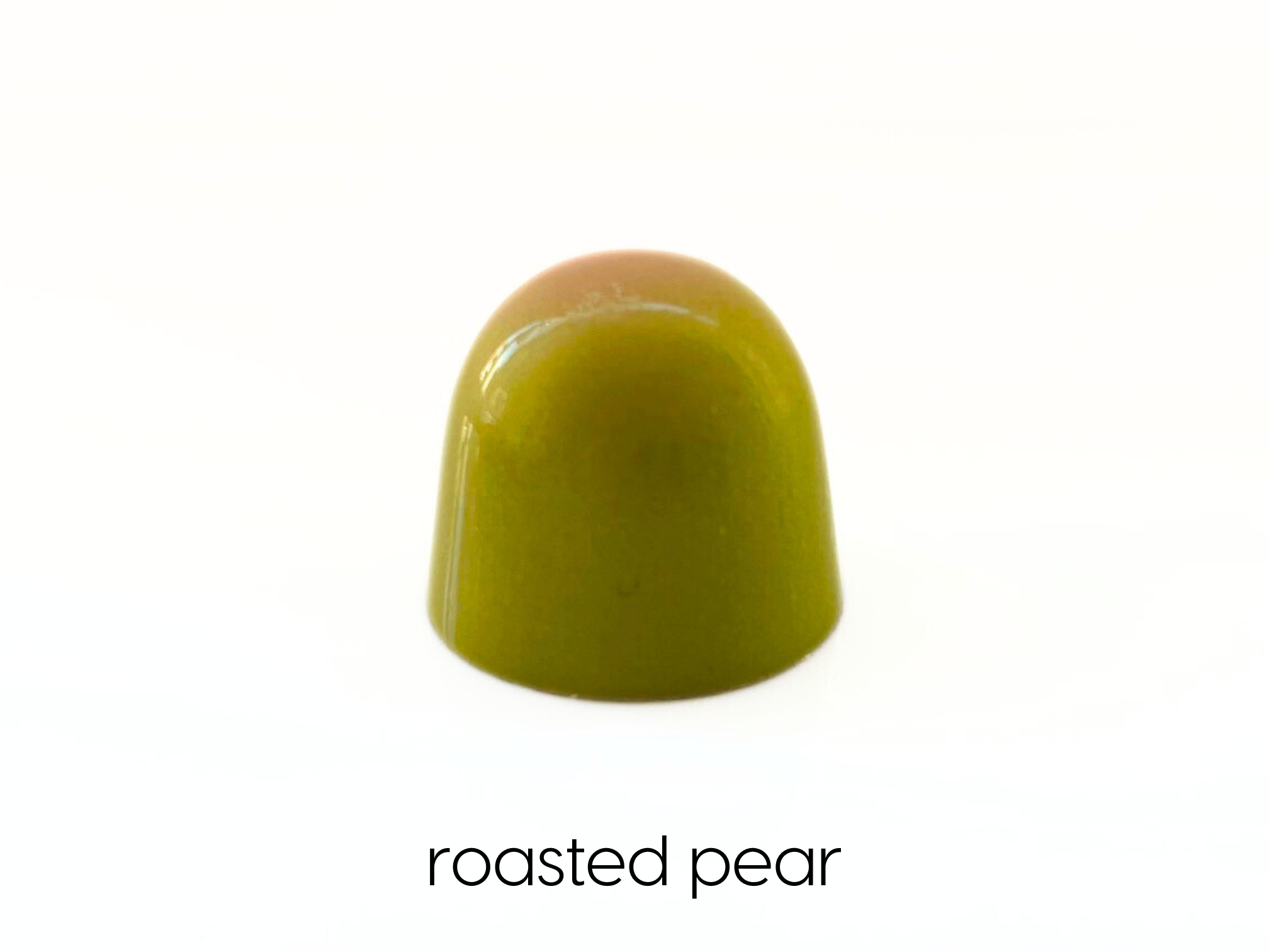 Roasted pear pâte de fruit & brown butter pear ganache in white chocolate