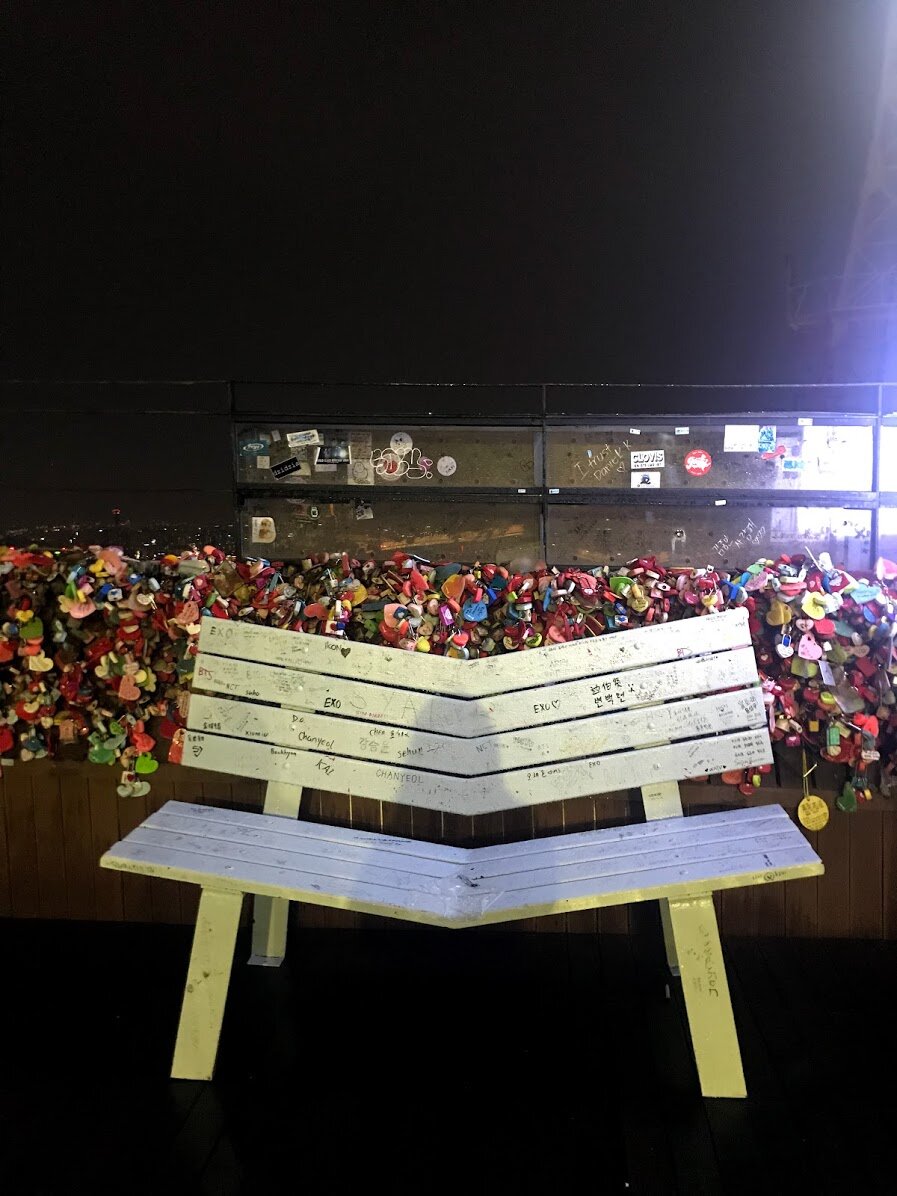 Heart bench at the N Seoul Tower