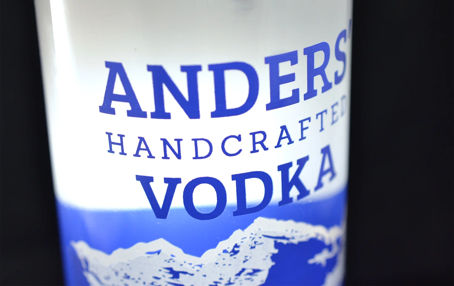 Close-up of the Anders' Handcrafted Vodka bottle label