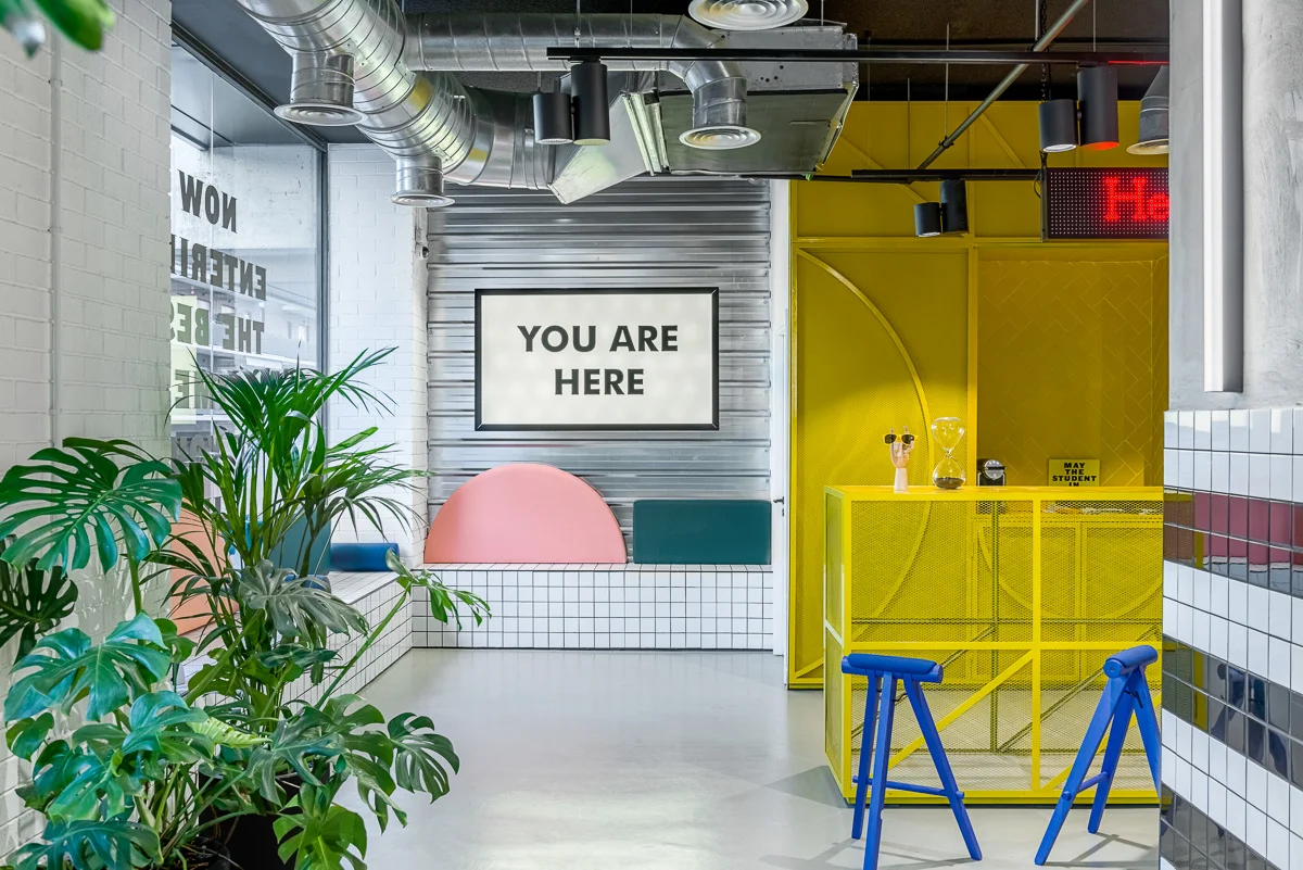 The lobby at the Marina campus in Barcelona.