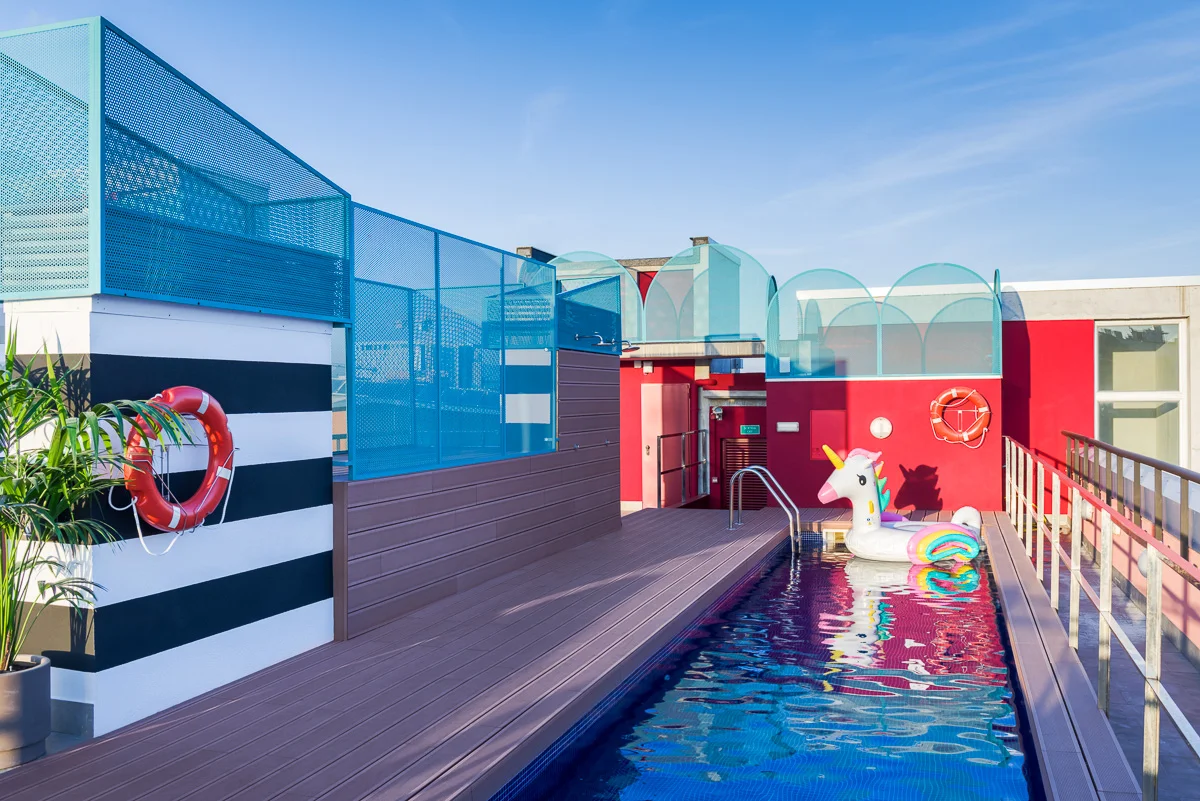 The swimming pool at the Marina campus in Barcelona.