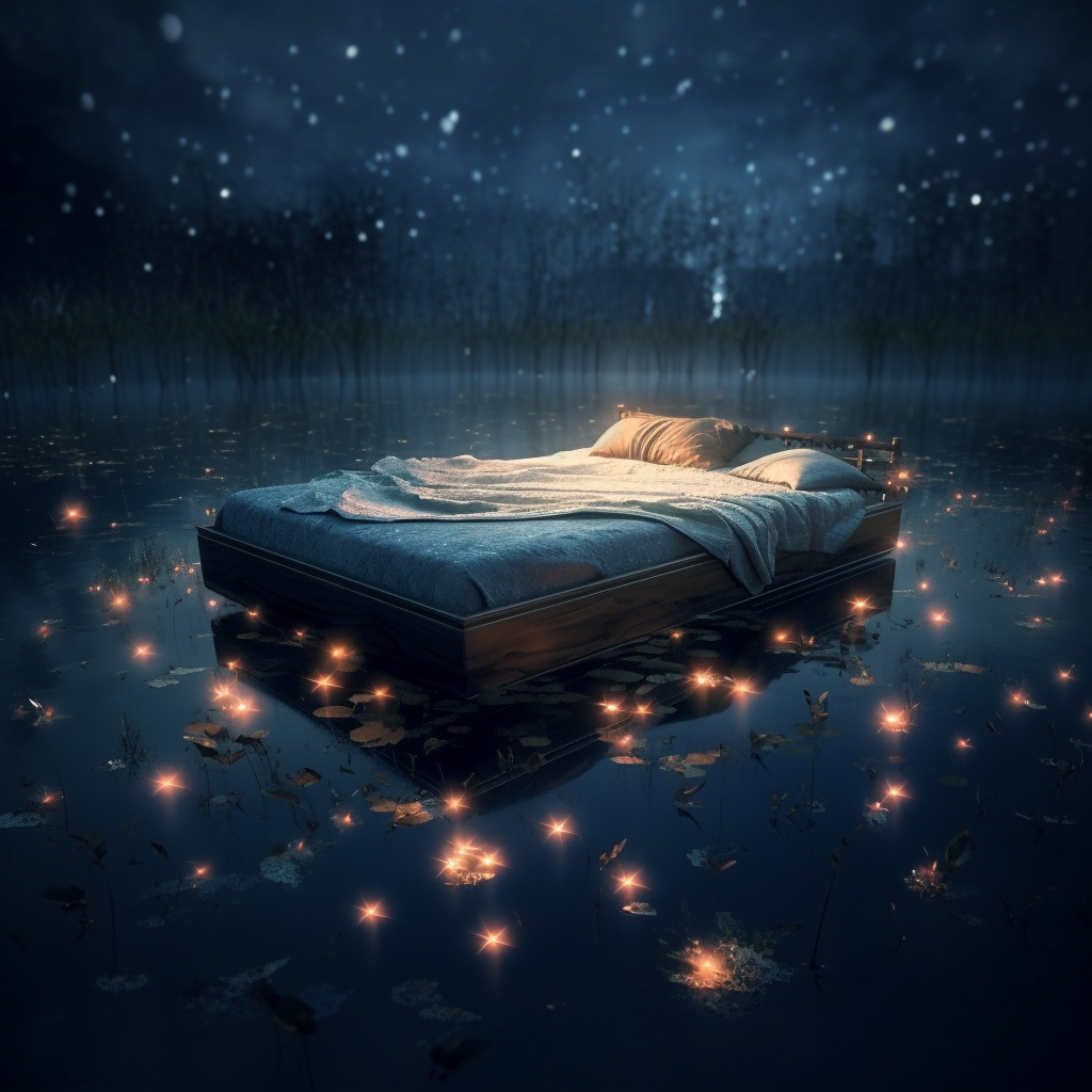 AvaEstrada_dreamy_bed_floating_on_water_fireflies_a3301bcd-7191-480c-979f-46107b35cadd.png