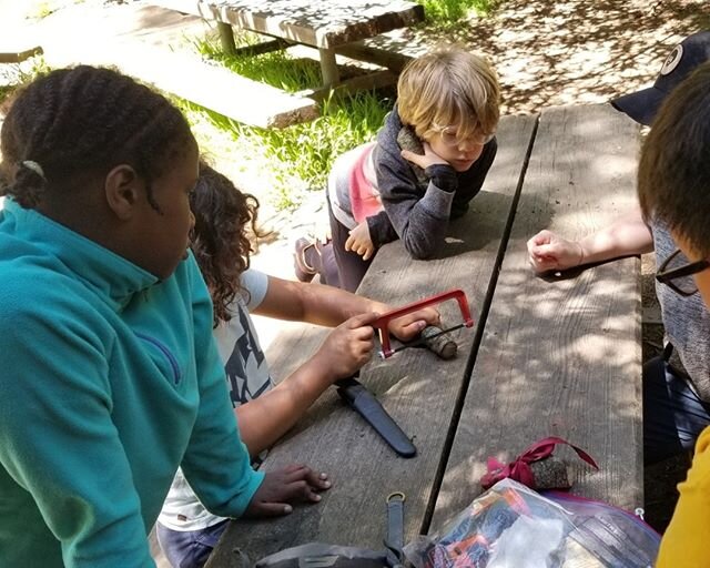 Check out the careful concentration of this bunch - we love the visual attention!⁣
⁣
Sometimes it can seem scary to let kids practice using sharp tools, but with supervision and modeling, you'd be surprised at what they can do. We're always so impres