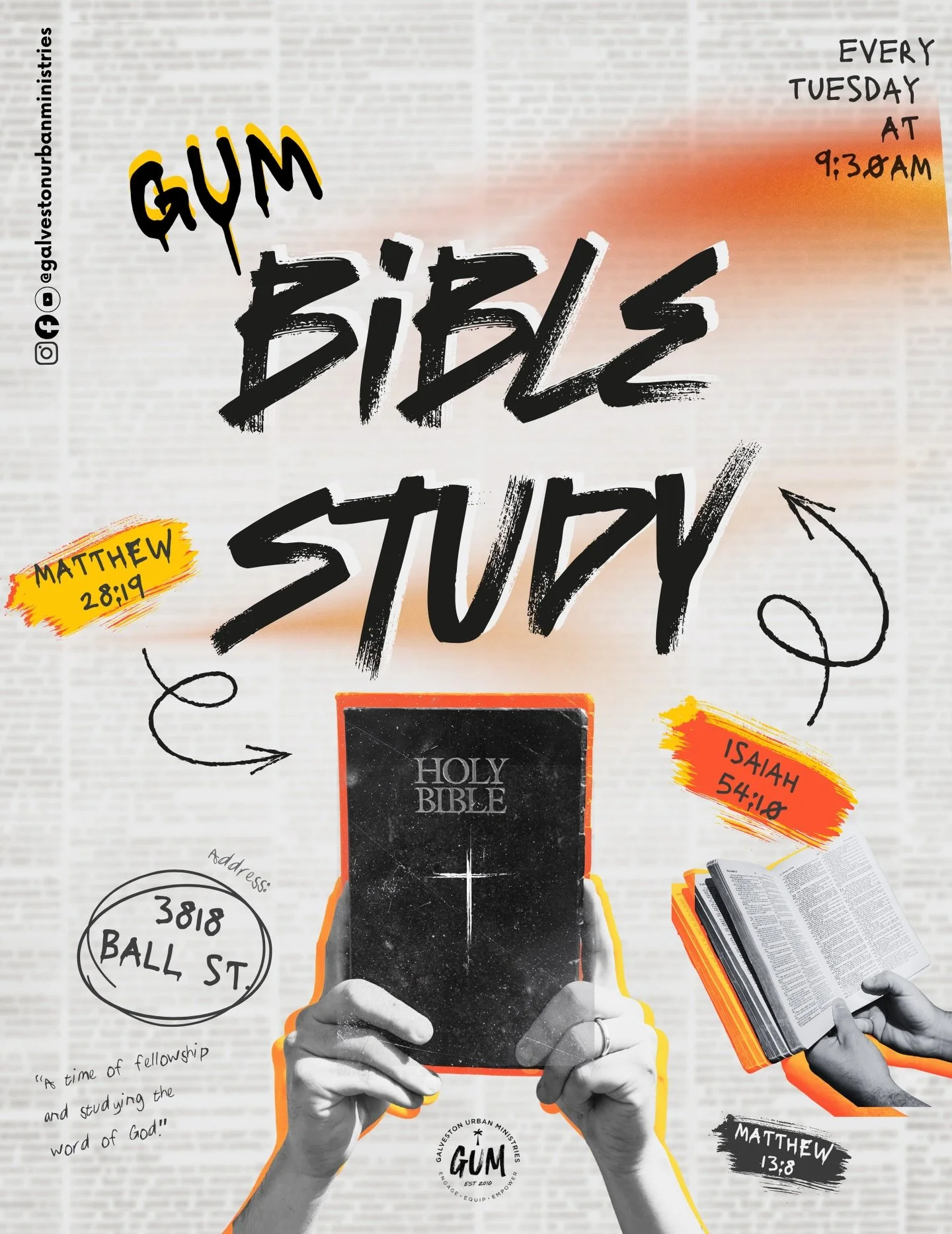 Join us for Bible study every Tuesday morning at 9:30AM at the GUM church building! See you next week. ⛪️🙏🏼

#seekthekingdom #biblestudy #galveston