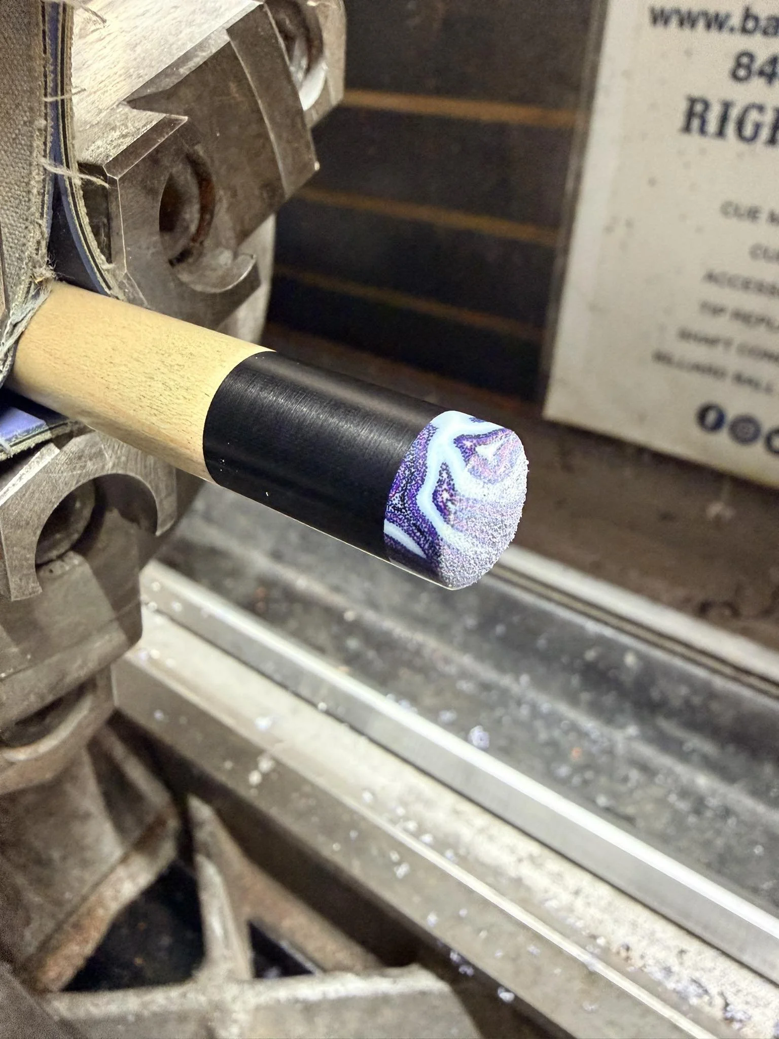 A new tip being installed on the lathe