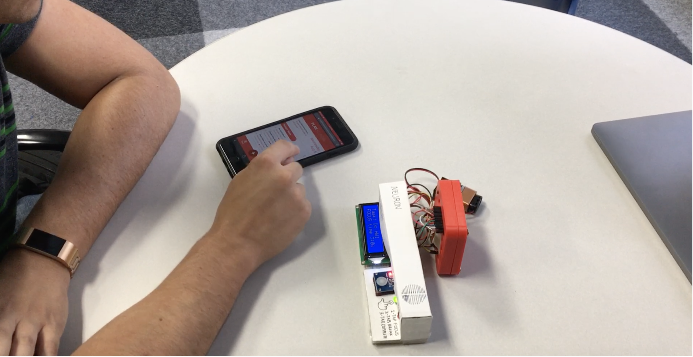 A participant interacting with Neuron system.