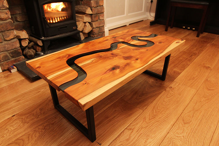 Thames Table in Yew and Glass