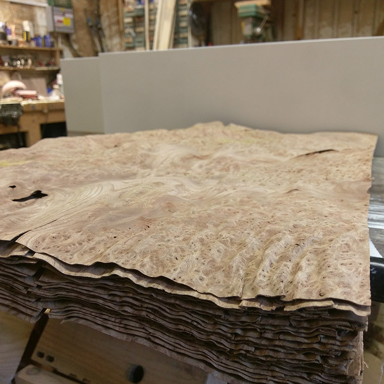 Original burr elm veneer for the doors