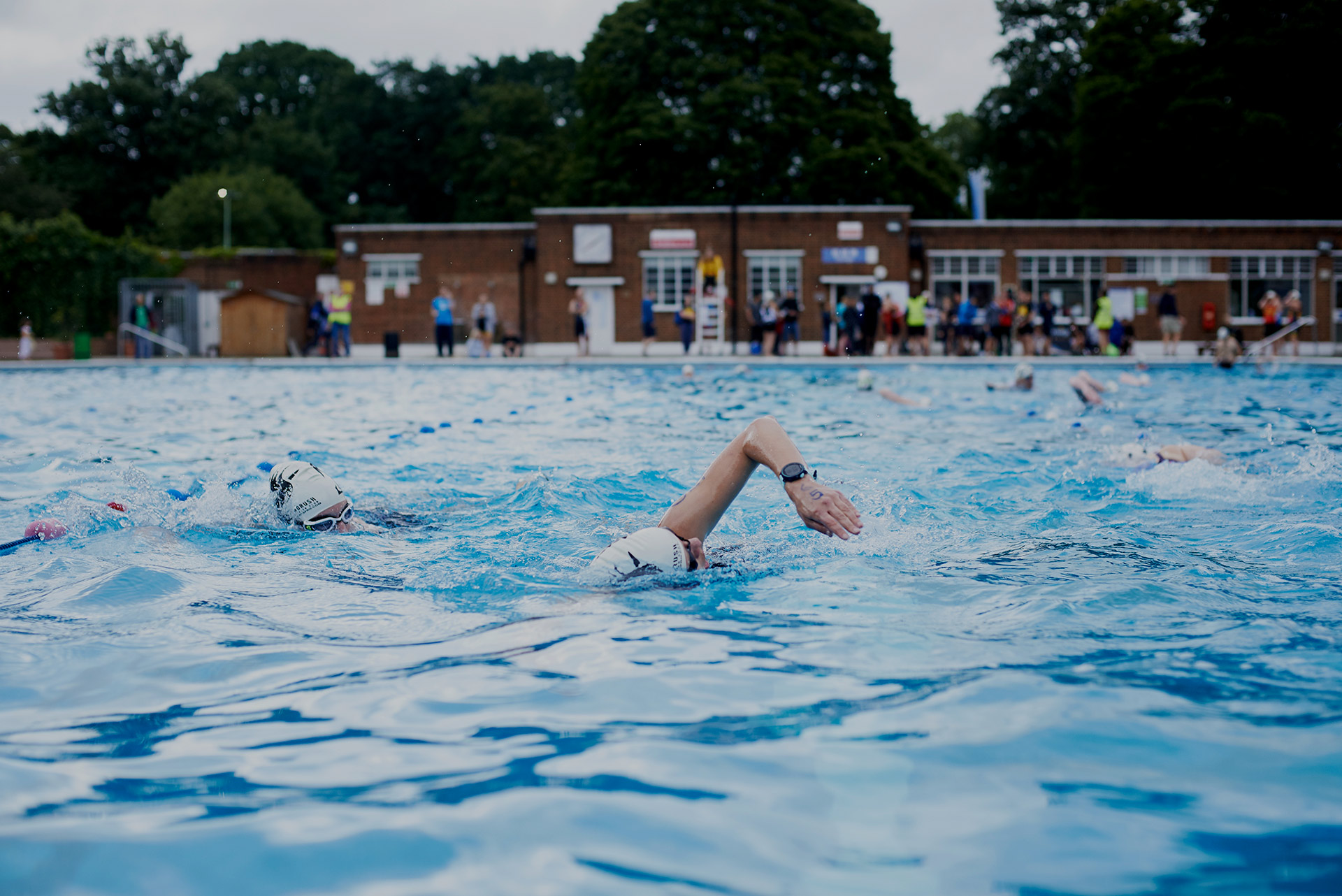 Person swimming at Brockwell Lido