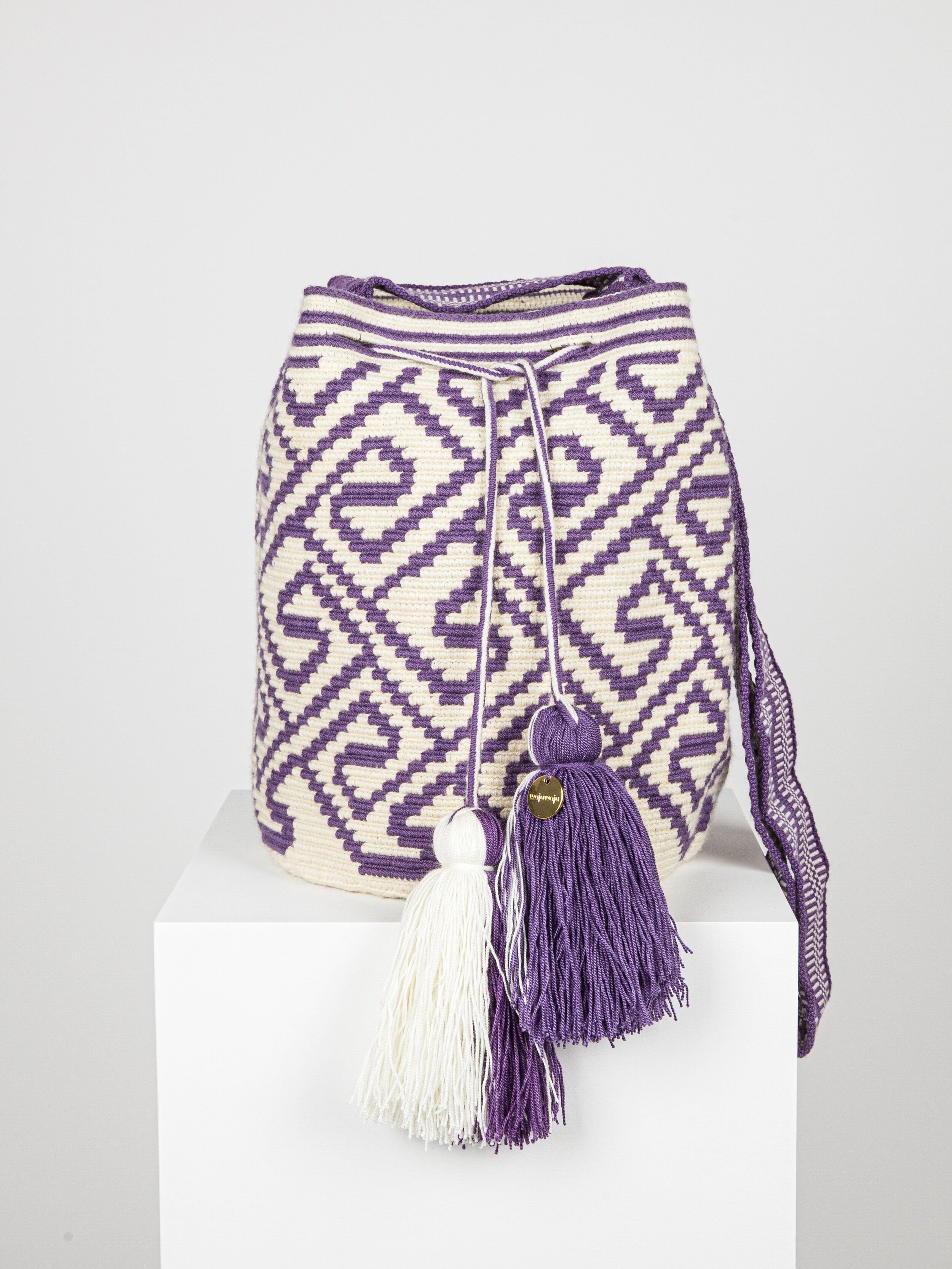 LARGE WAYUU PATTERNED BAG - PURPLE 