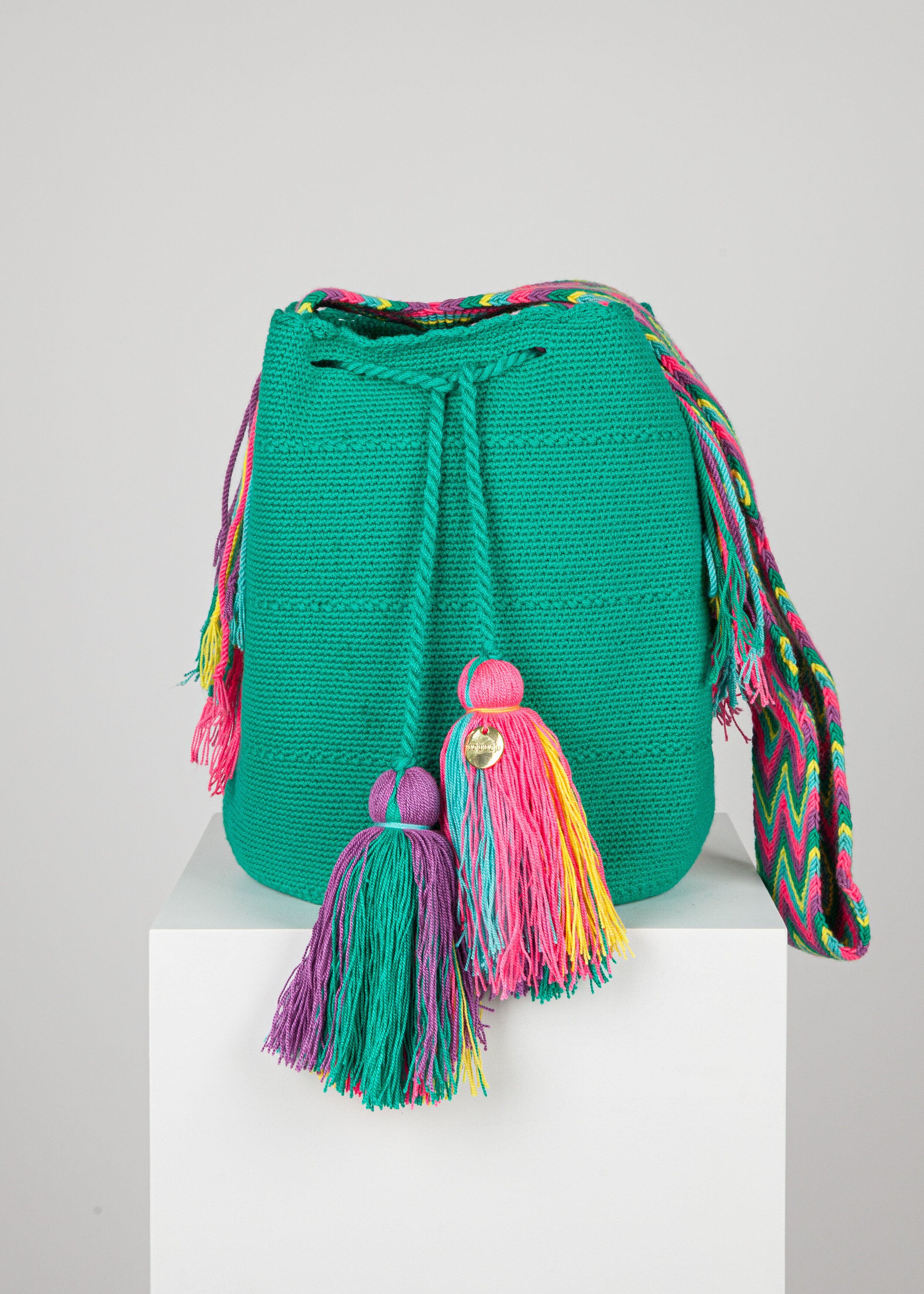 LARGE WAYUU UNI-COLOUR BAG - AQUA