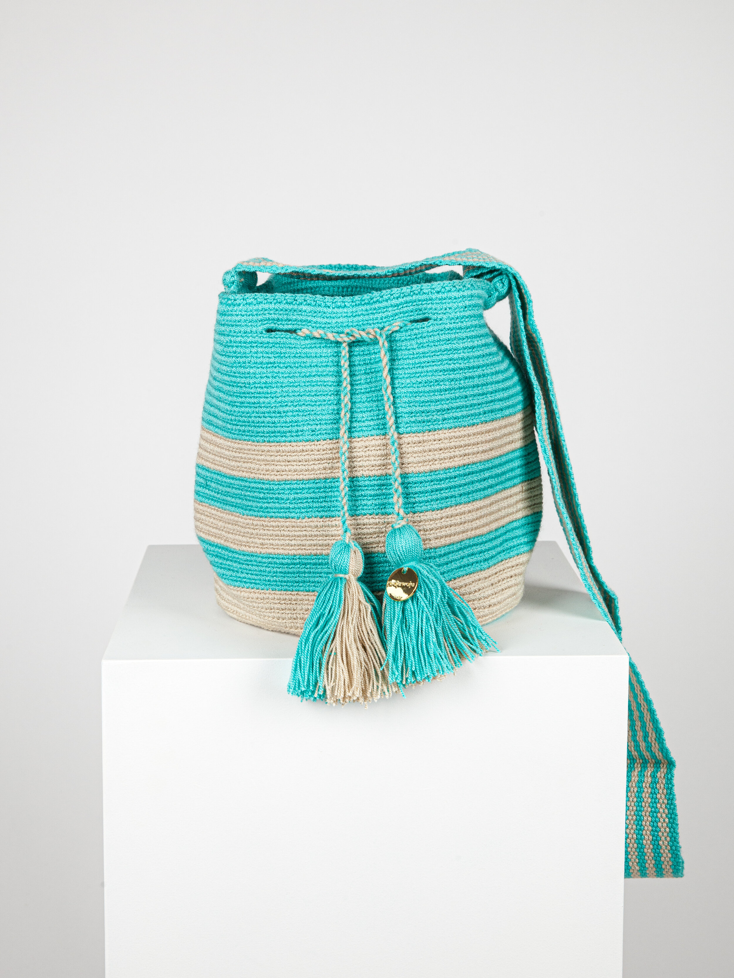 MEDIUM WAYUU PATTERNED BAG - BLUE STRIPE