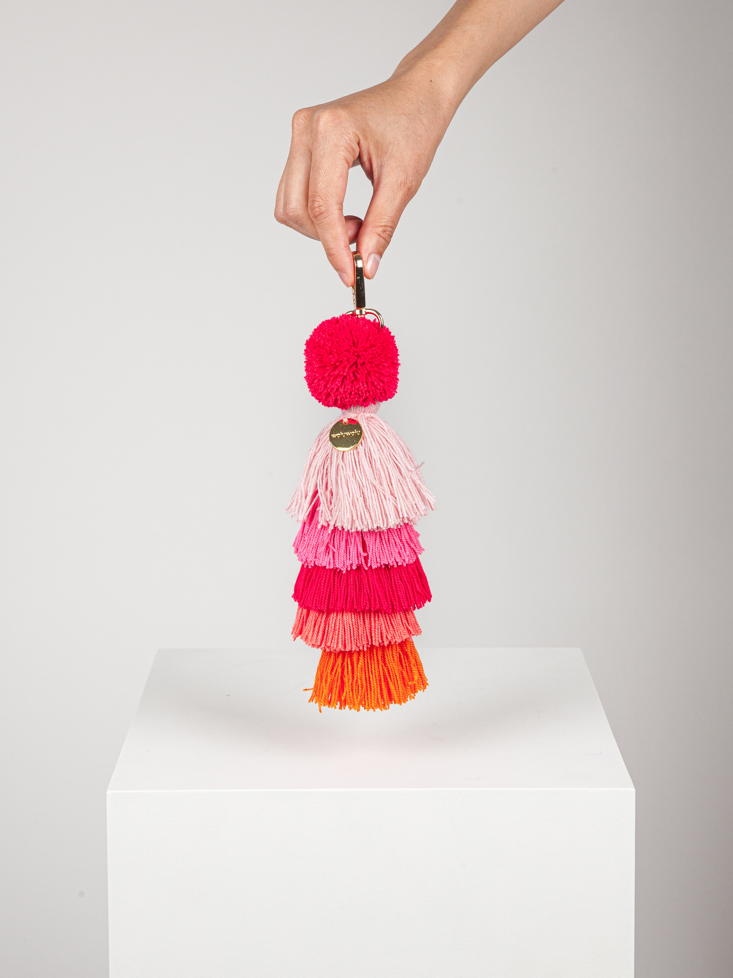 POM POM WAYUU KEY RING - PINK 