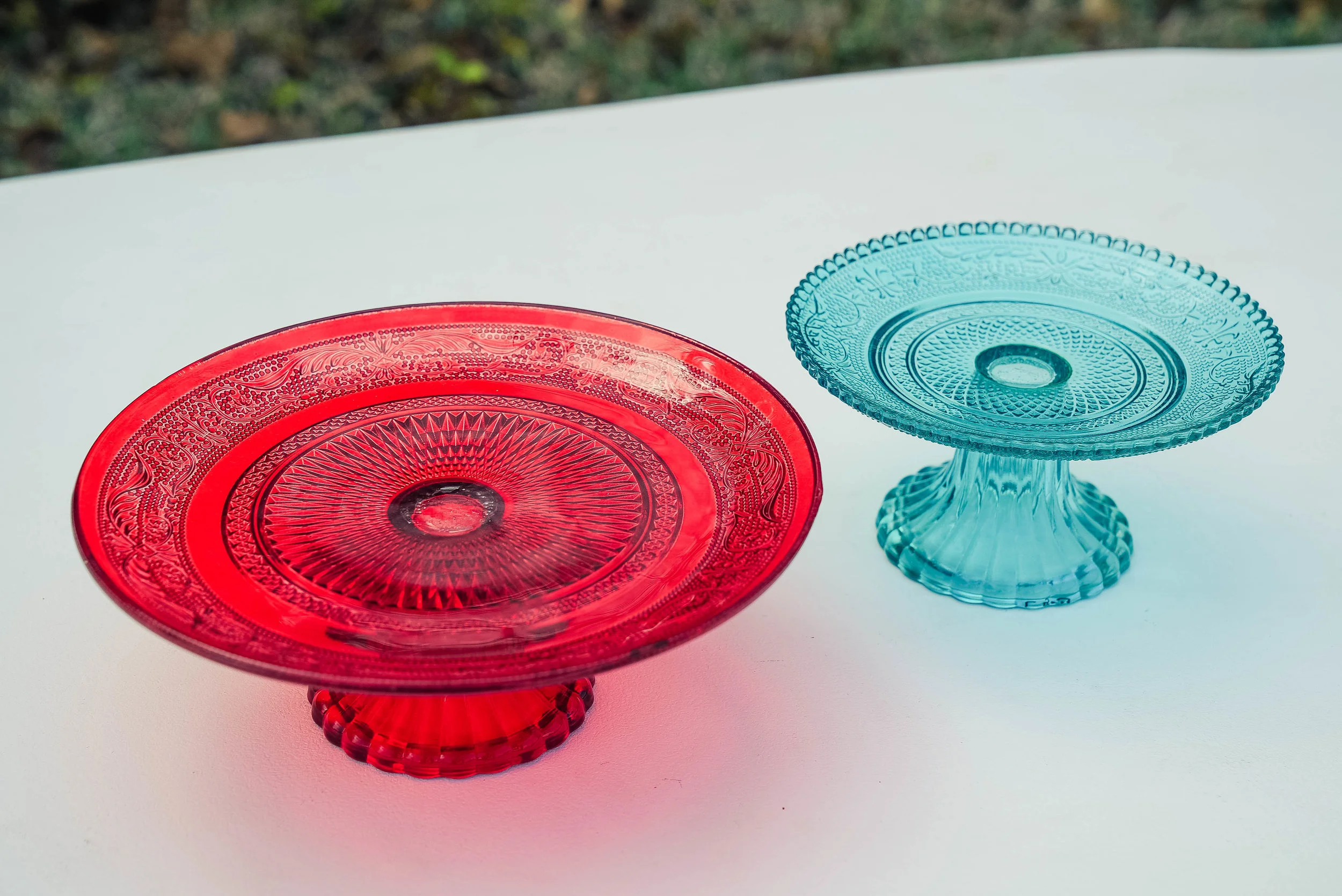 Colored Glass Dessert Stand