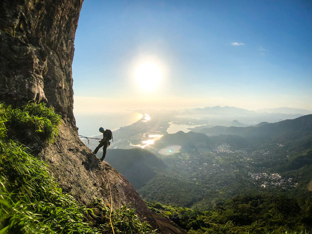 Beautiful views rock climbing on Pedra da Gavea