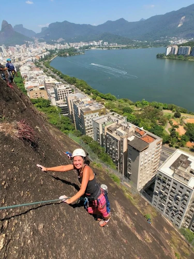 Multi-pitch climbing on Morro do Cantagalo in Rio de Janeiro