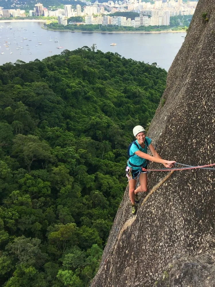 First pitch of the route CEPI on Sugarloaf Mountain in Rio de Janeiro