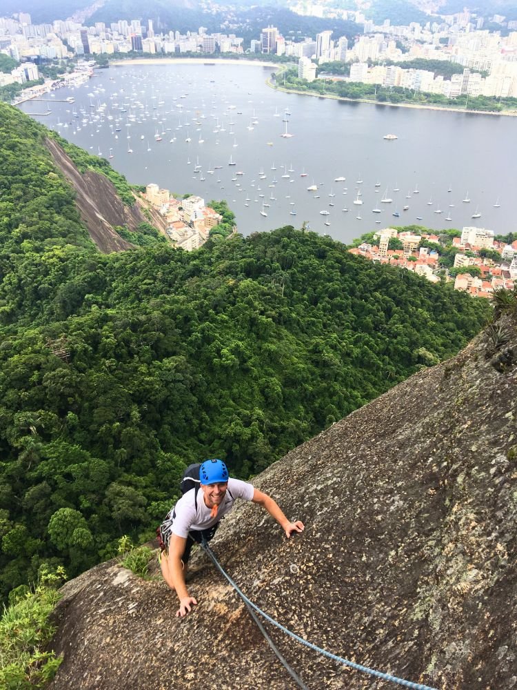 Rock climber on route CEPI on Sugarloaf Mountain