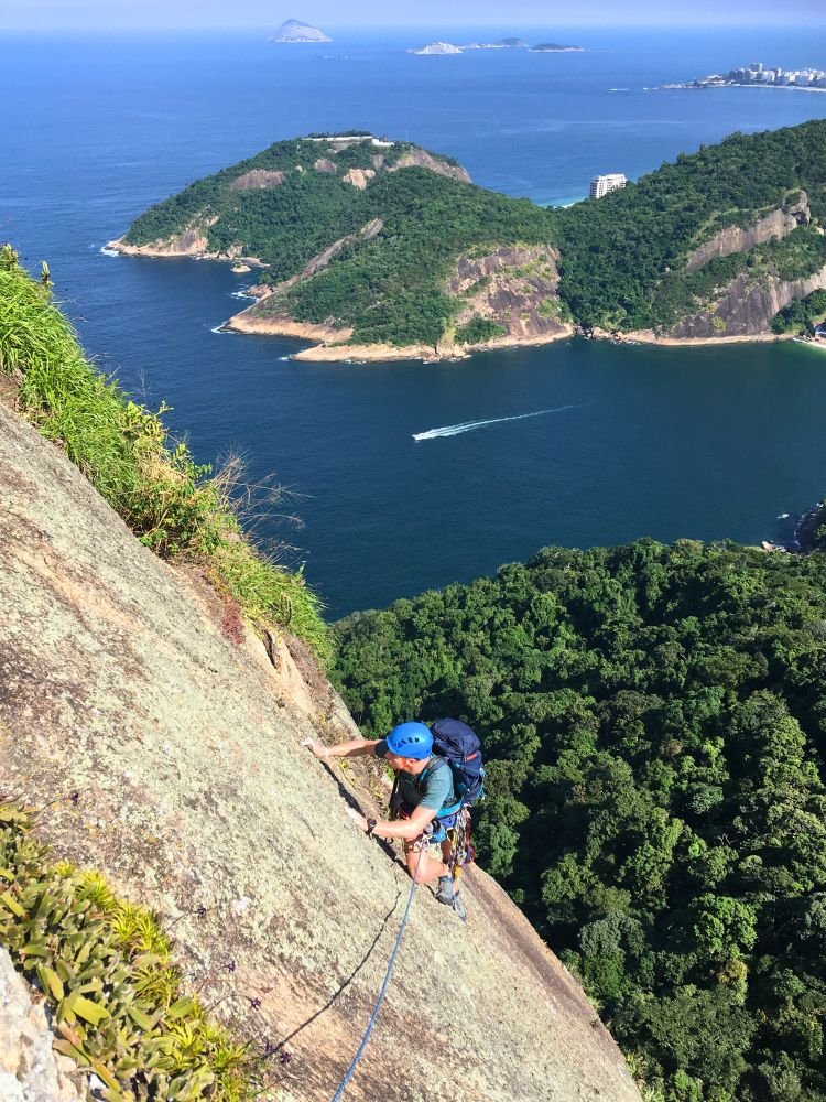 Guided climber midway through Italianos route on Sugarloaf Mountain