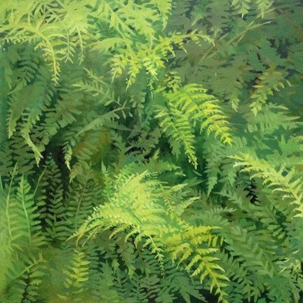 Ferns (sold) Oil on Wood 8" x 8"