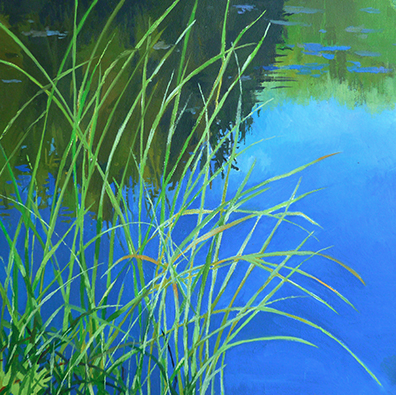 Tall Grass by the Frog Pond #2 Oil on Wood 6" x 6"