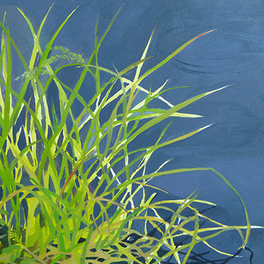 Tall Grass by the Frog Pond Oil on Wood 6" x 6"