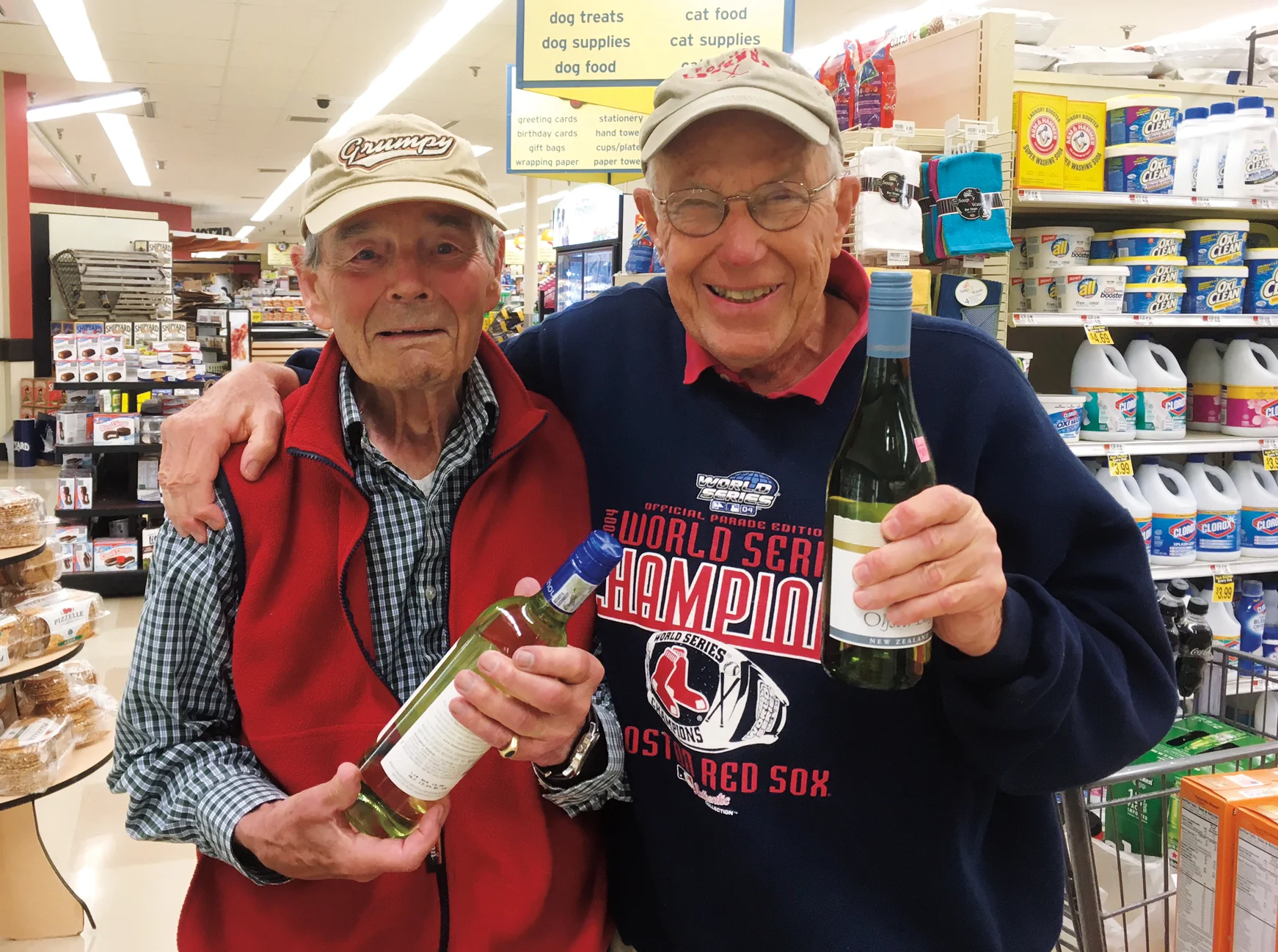 Charlie Van Doren ’51 (l.) and John Lorenz ’51 bumped into each other in Belfast, Maine. 