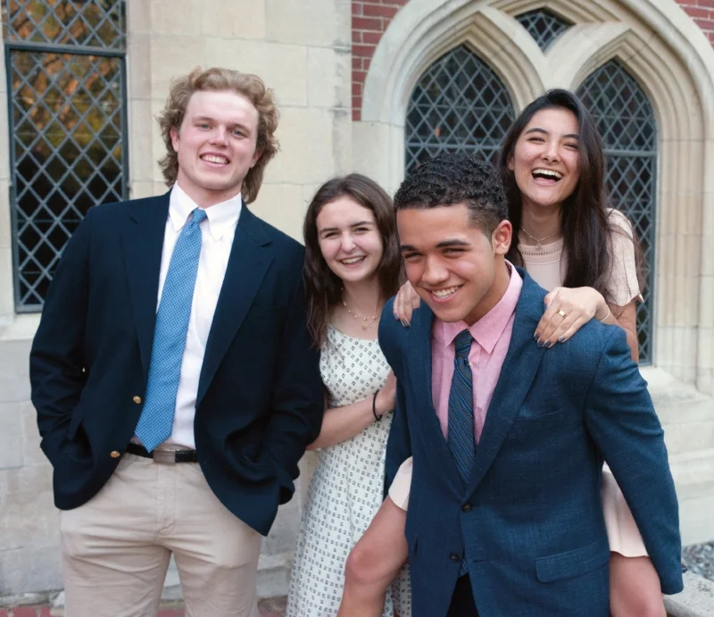 (L. to r.) David Roselle, Estela Lacombe Franca, Aaron Magloire, and Elena Guild.