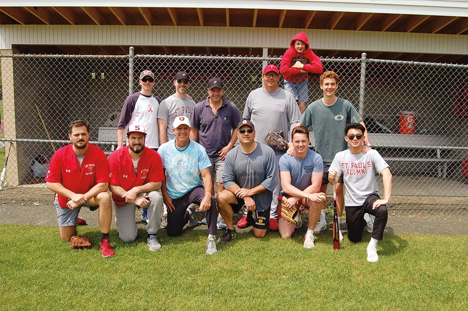 BASEBALL PARTICIPANTS: Tom Wiggin ’74, Brian Berlandi ’89, Dave Kolojay ’89, Alex Battles ’94, Peter Pachios ’99, Nick Kourides ’09, Ben Leach ’18, Sean Lee ’18, Jack Parker ’18, and Ben Walsh ’09.