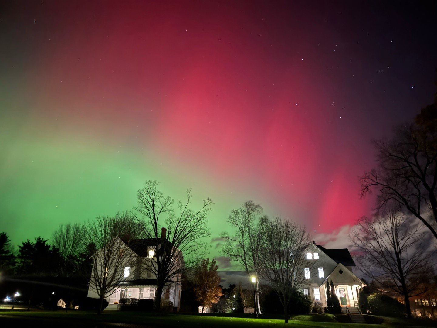 Not your average Tuesday night sky over Millville. 🌌✨

The atmosphere shimmered with pink, green and violet as a powerful G4 geomagnetic storm &mdash; one of the strongest of 2025 &mdash; made the northern lights visible to the naked eye far beyond 