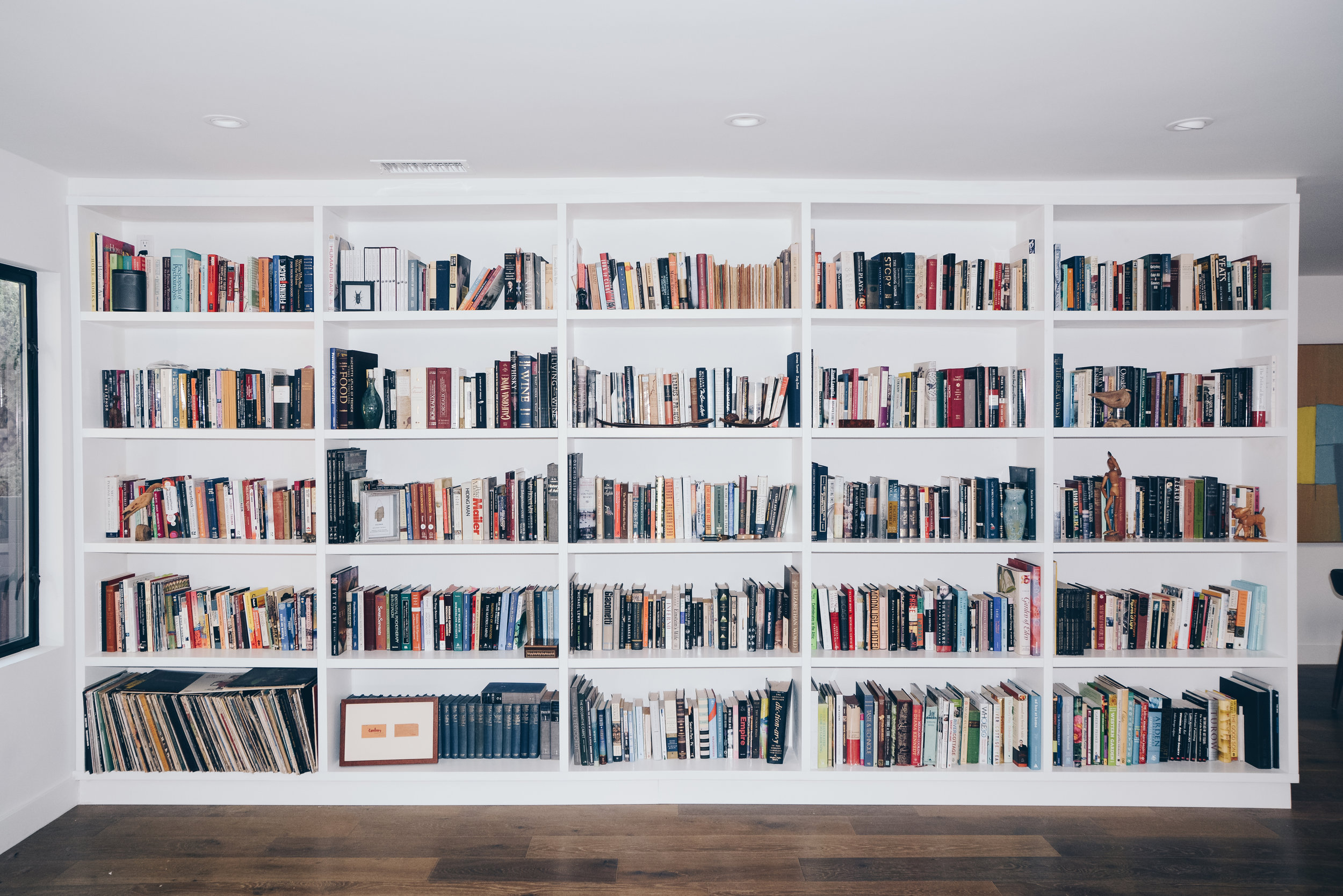 Open White Built In Bookcase